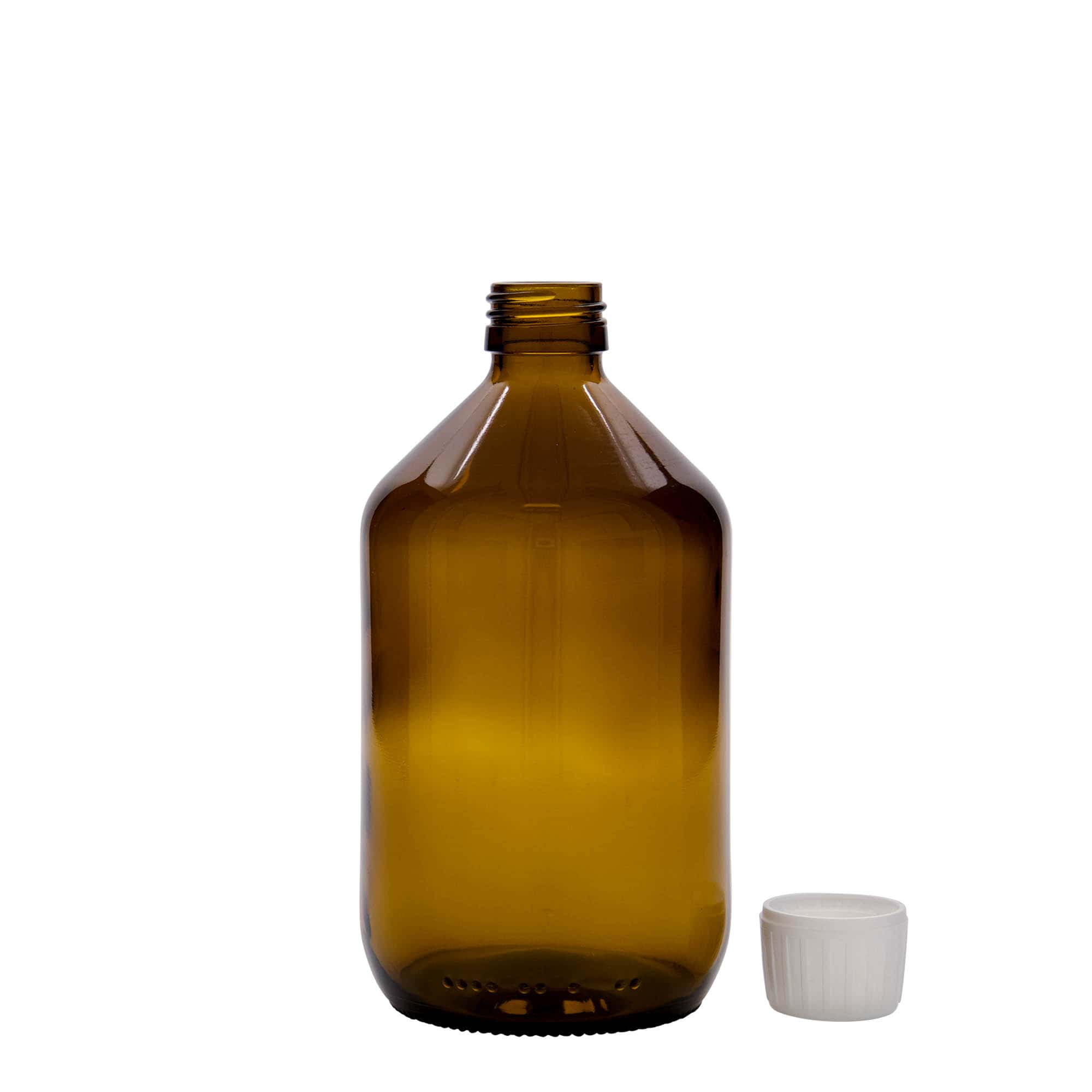 500 ml φαρμακευτικό μπουκάλι, καφέ, γυαλί, στόμιο: PP 28
