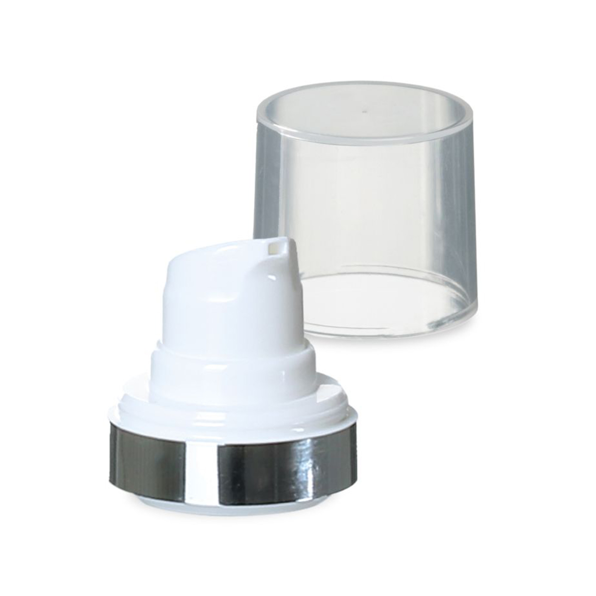 Airless Kopf Micro Silberrand + naturfarbene, glänzende Steckkappe