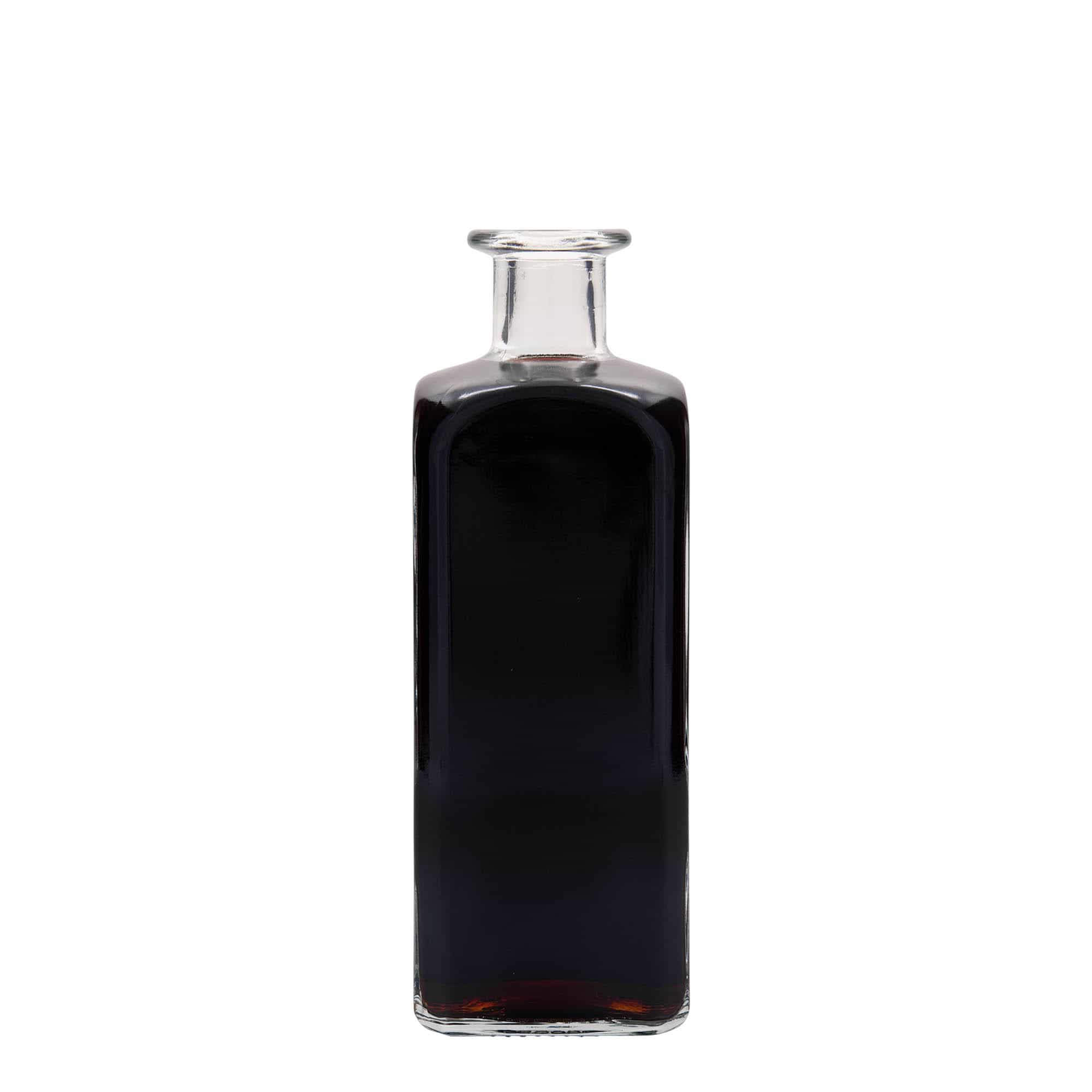 Γυάλινο μπουκάλι φαρμακείου 'Carré' 500 ml, τετράγωνο, στόμιο: φελλός
