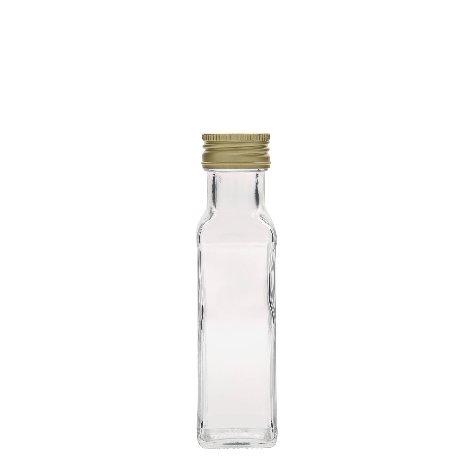 Γυάλινο μπουκάλι 'Marasca' 100 ml, τετράγωνο, στόμιο: PP 31,5 Γυάλινο μπουκάλι 'Marasca' 100 ml, τετράγωνο, στόμιο: PP 31,5