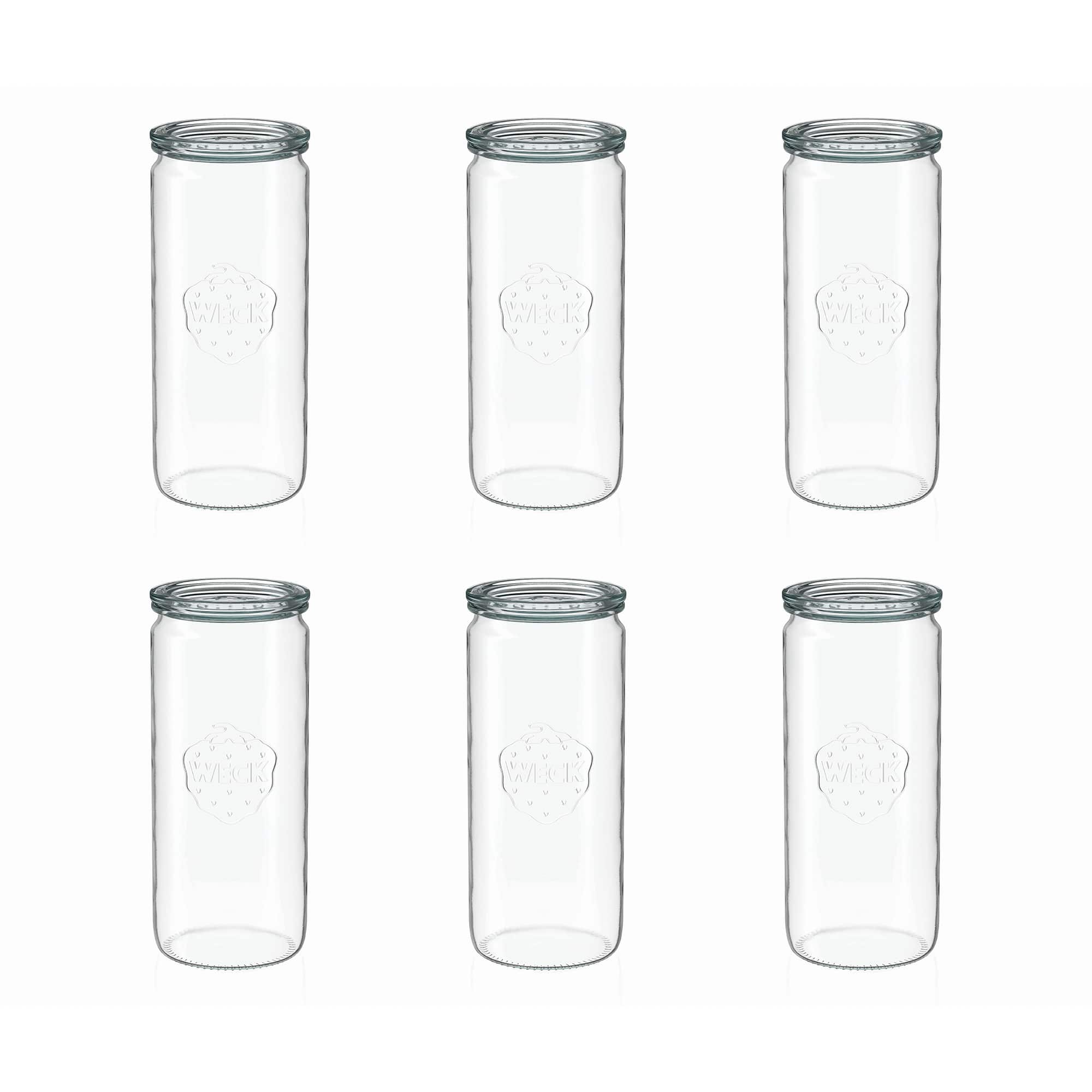 6x Κυλινδρικό βάζο WECK 1040 ml με γυάλινο καπάκι RR 80