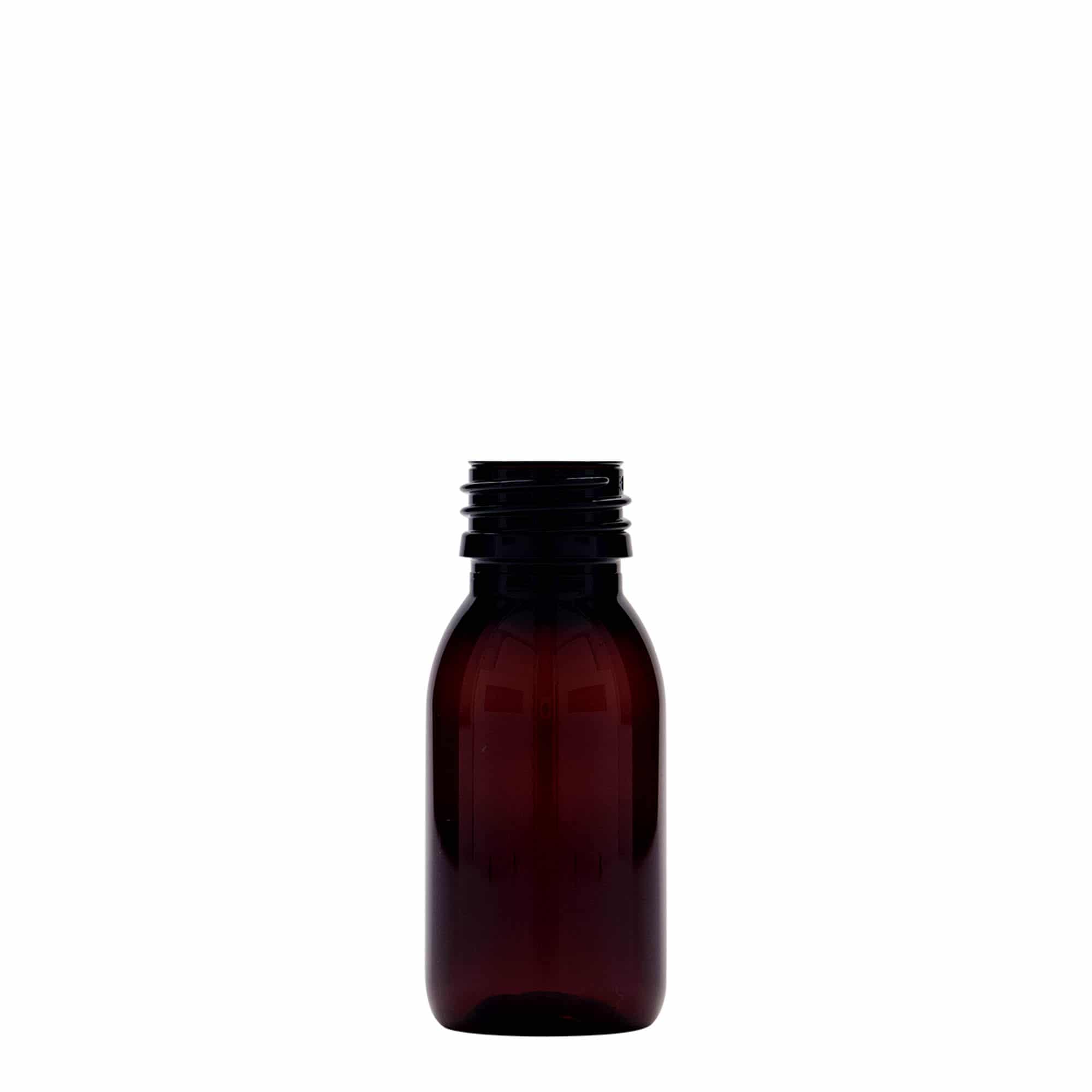 60 ml φιαλίδιο φαρμάκου PET, καφέ, πλαστικό, στόμιο: PP 28