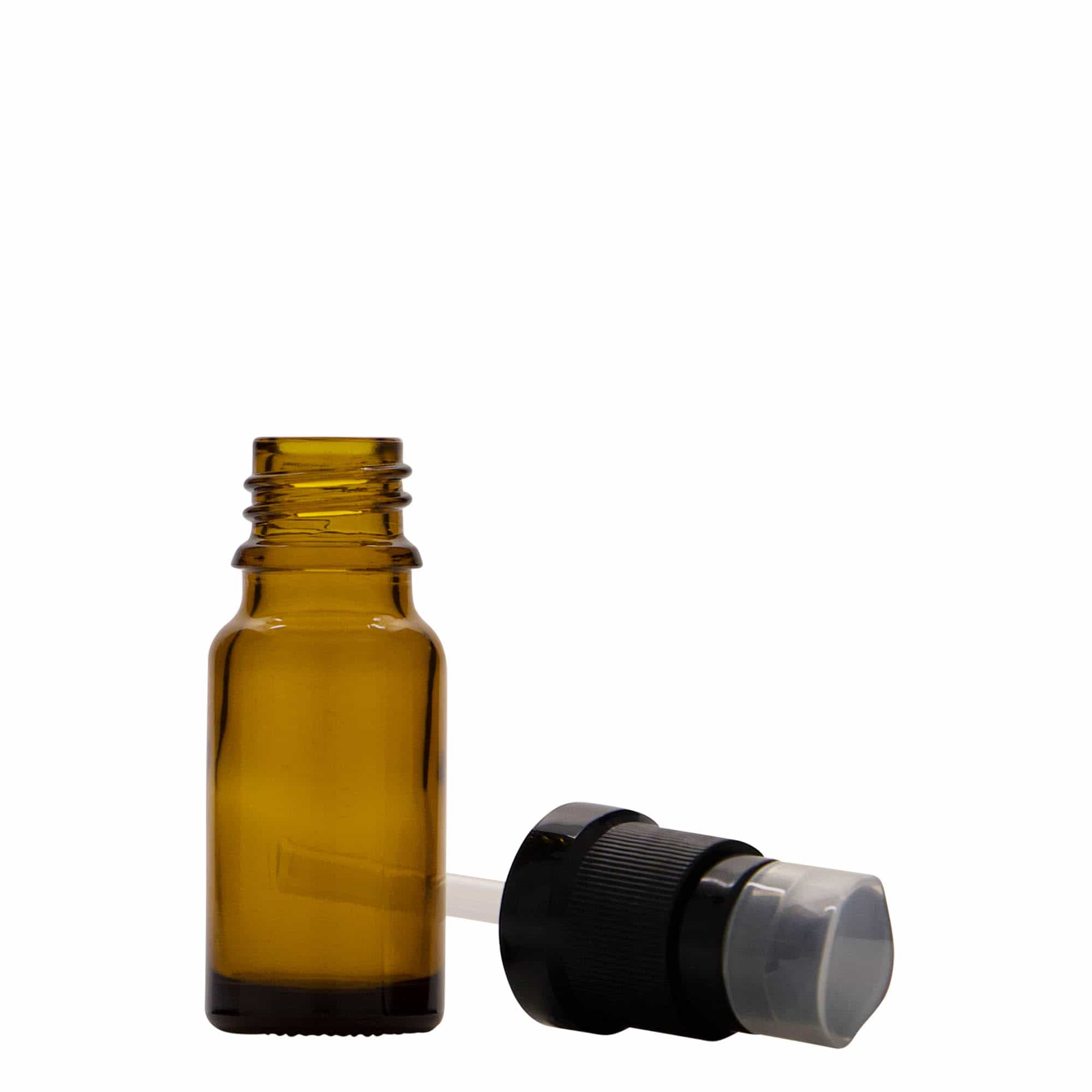 Μπουκάλι φαρμάκου με αντλία λοσιόν 10 ml, γυάλινο, καφέ, στόμιο: DIN 18