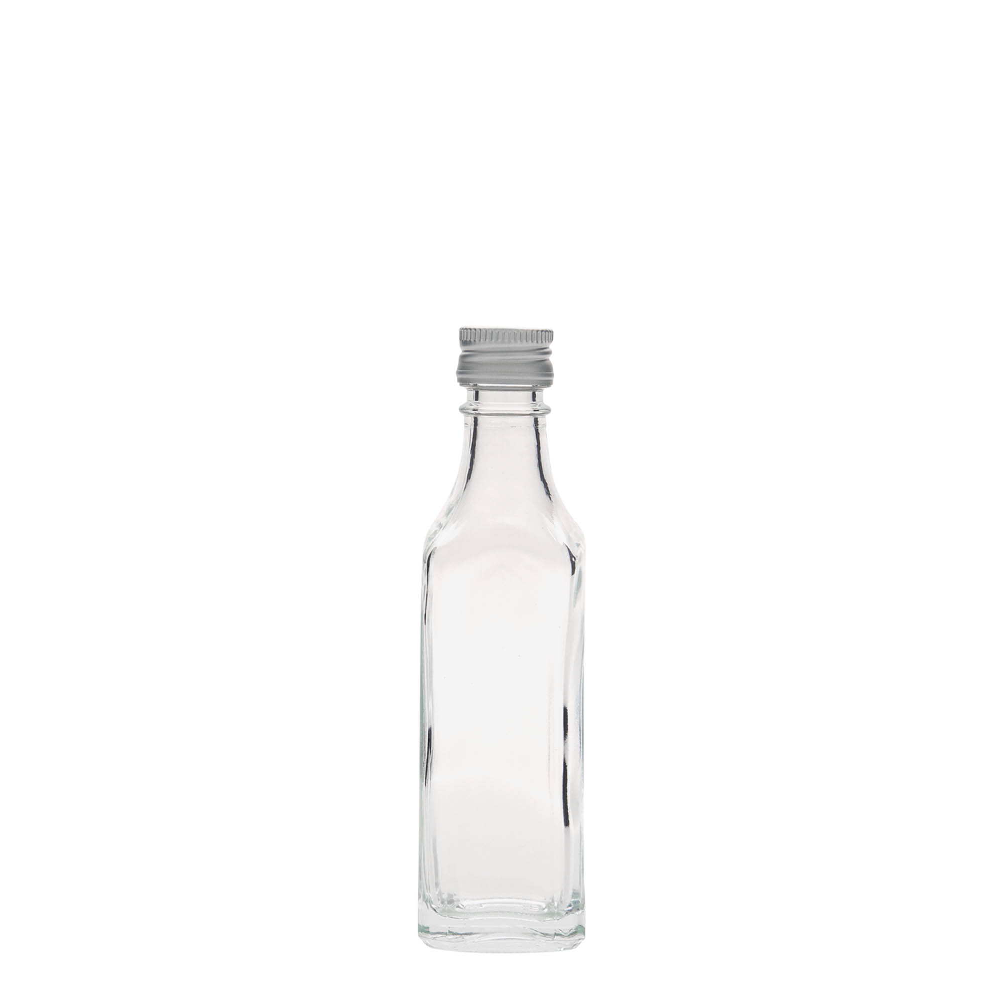 Γυάλινο μπουκάλι 'Siena' 50 ml, τετράγωνο, στόμιο: PP 18