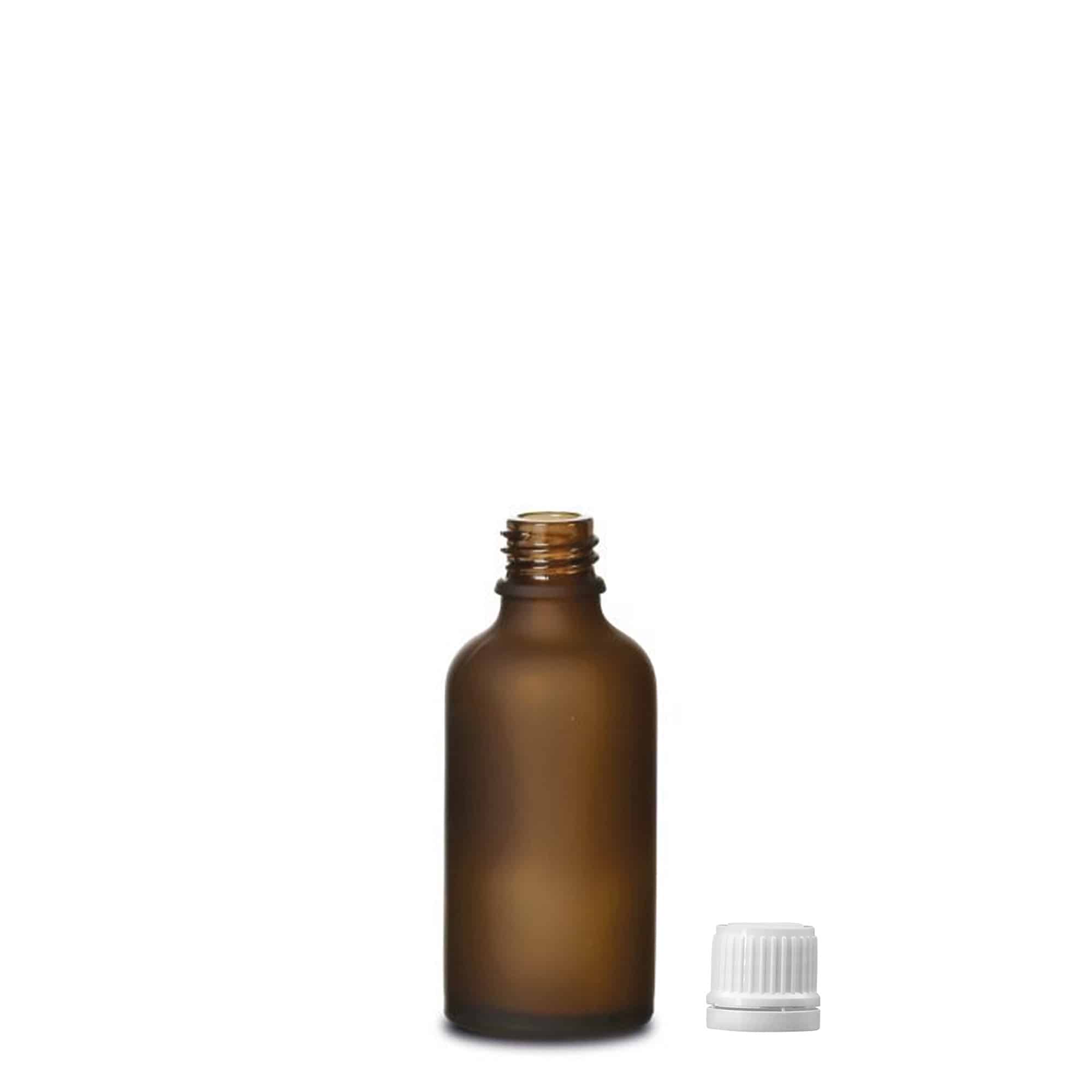 50 ml Medizinflasche, Glas, braun gefrostet, Mündung: DIN 18