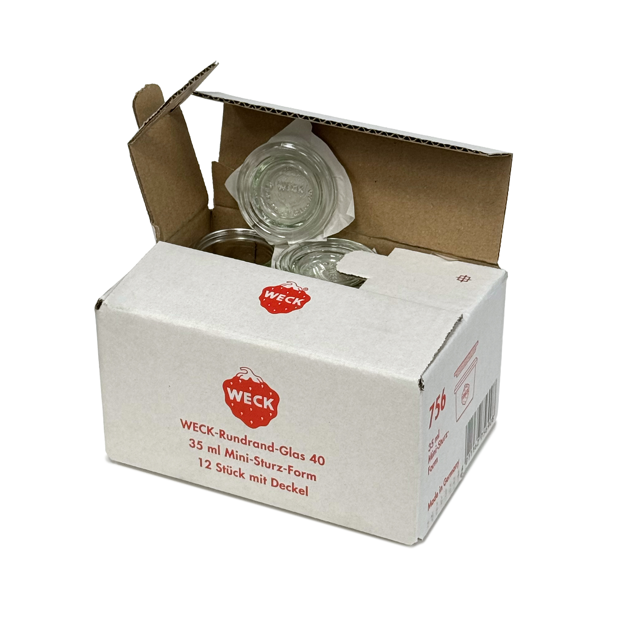 12x Κυλινδρικό βάζο WECK 35 ml με γυάλινο καπάκι RR 40