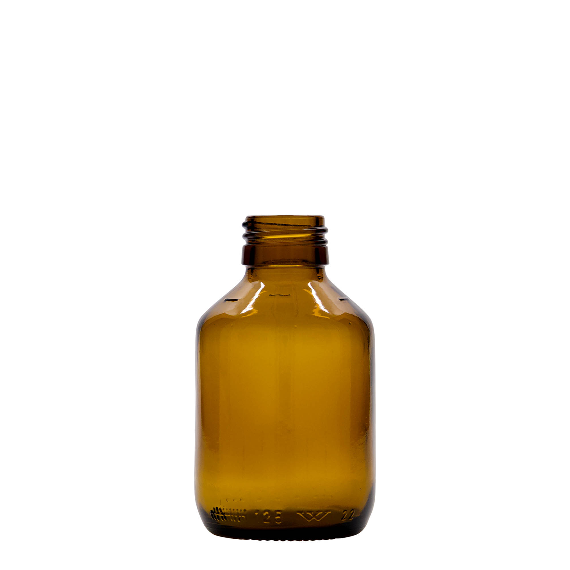 Μπουκάλι φαρμάκου 125 ml, καφέ, γυάλινο, στόμιο: PP 28