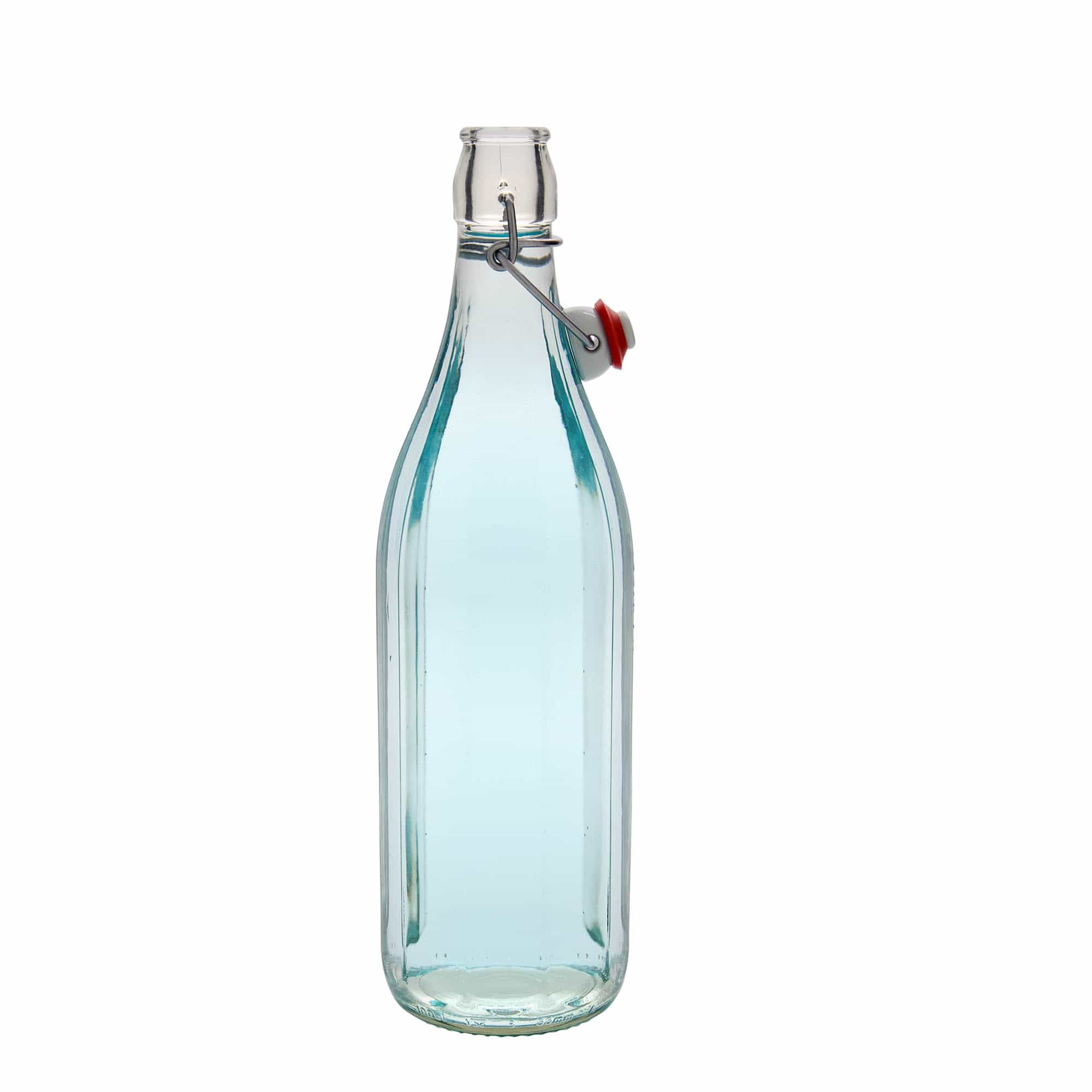 1.000 ml γυάλινο μπουκάλι 'Bravo', δεκαγωνικό, στόμιο: κλείσιμο με μπρούτζινο κλιπ