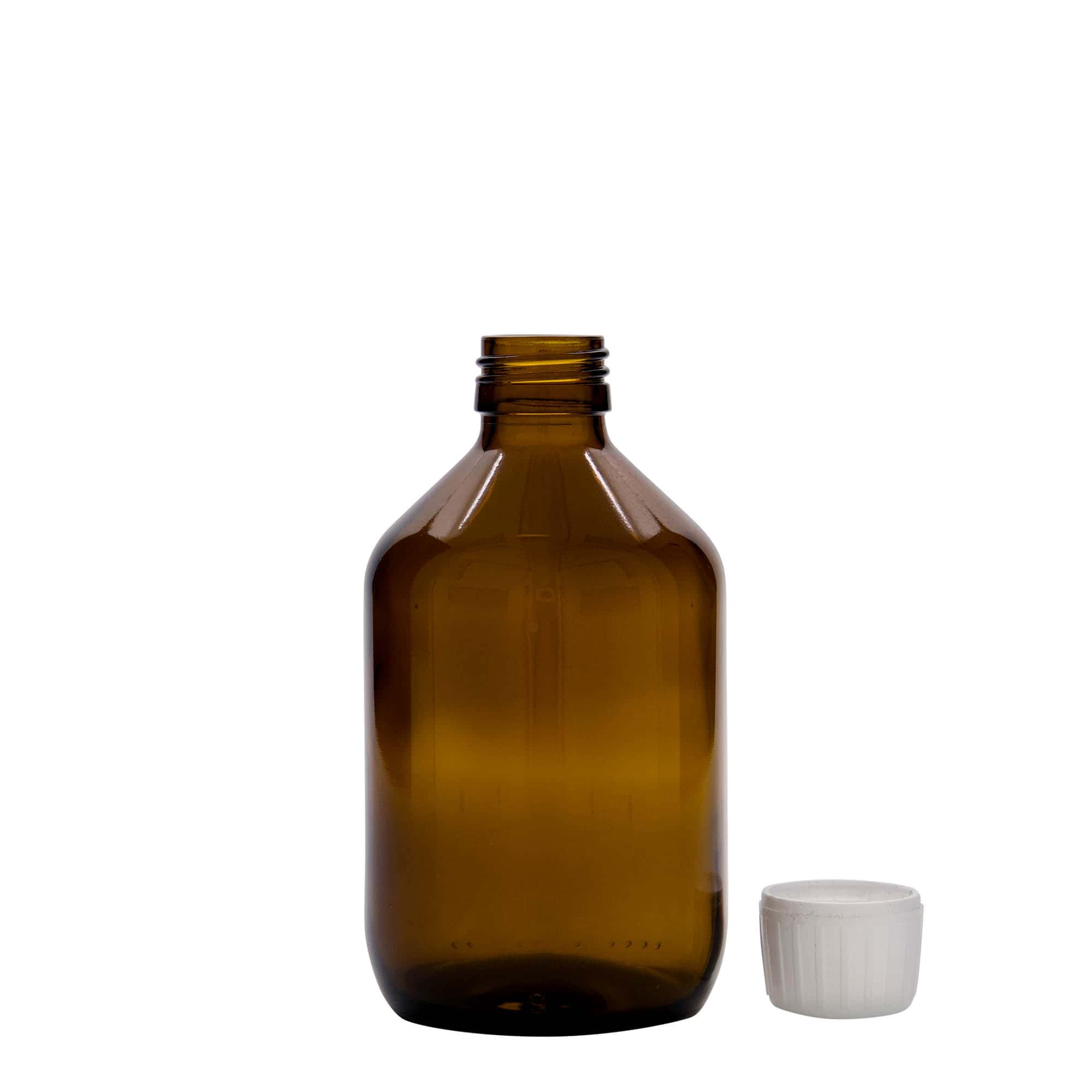 300 ml φιαλίδιο ιατρικής, καφέ, γυαλί, στόμιο: PP 28