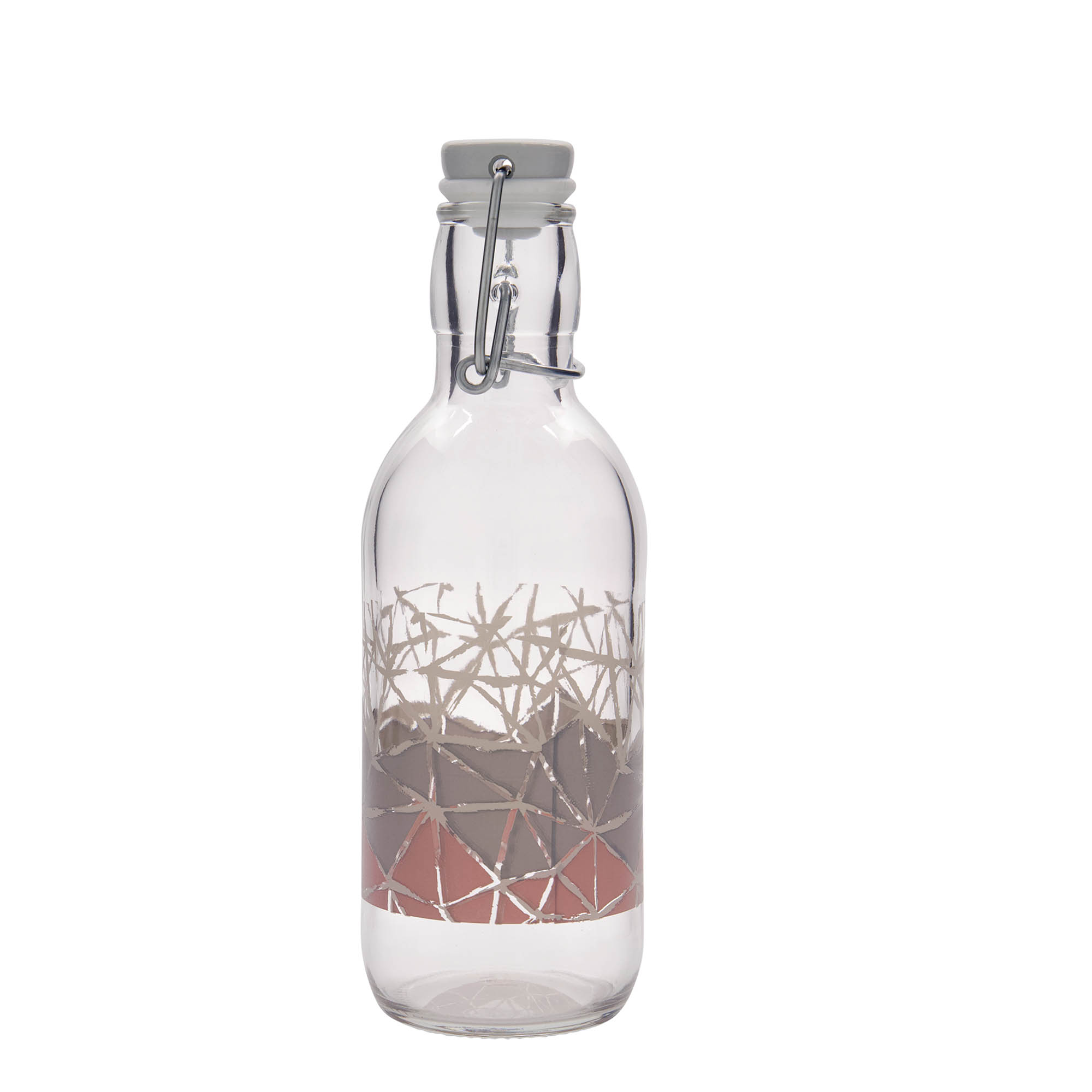 Γυάλινο μπουκάλι 'Emilia' 500 ml, σχέδιο: Manolibera rosa, στόμιο: μηχανικό πώμα