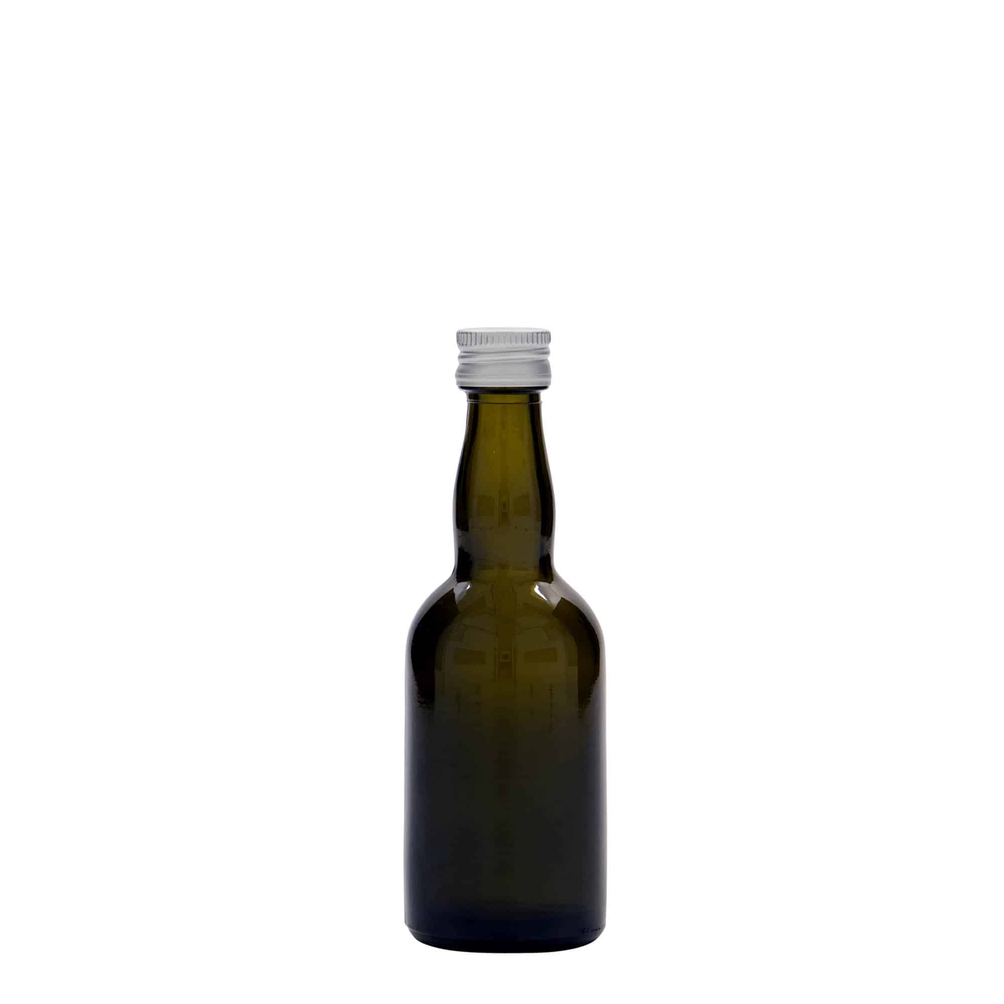 Γυάλινο μπουκάλι 'Proba' 50 ml, πράσινο αντικέ, στόμιο: PP 18