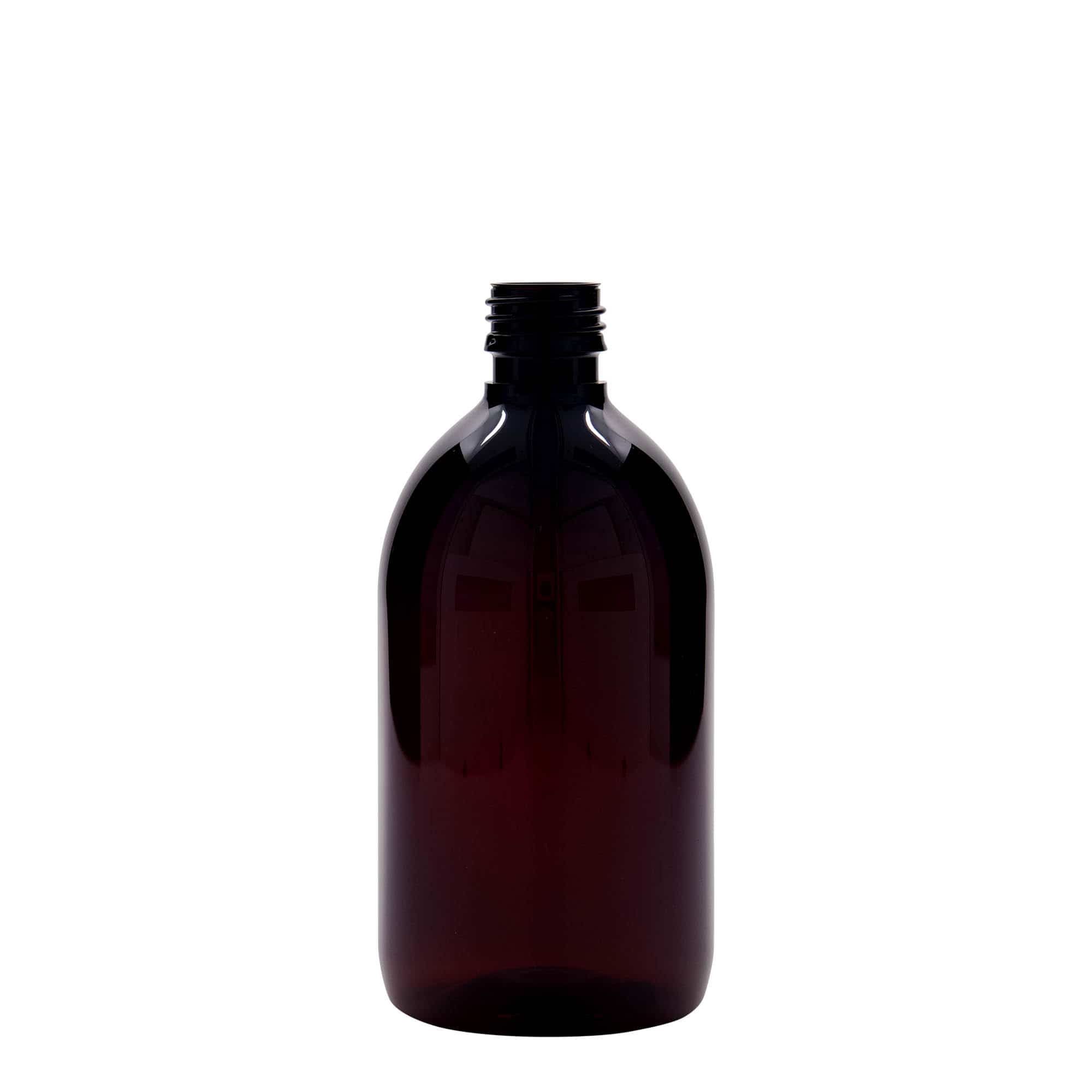 Μπουκάλι φαρμάκου PET 500 ml, καφέ, πλαστικό, στόμιο: PP 28 Μπουκάλι φαρμάκου PET 500 ml, καφέ, πλαστικό, στόμιο: PP 28