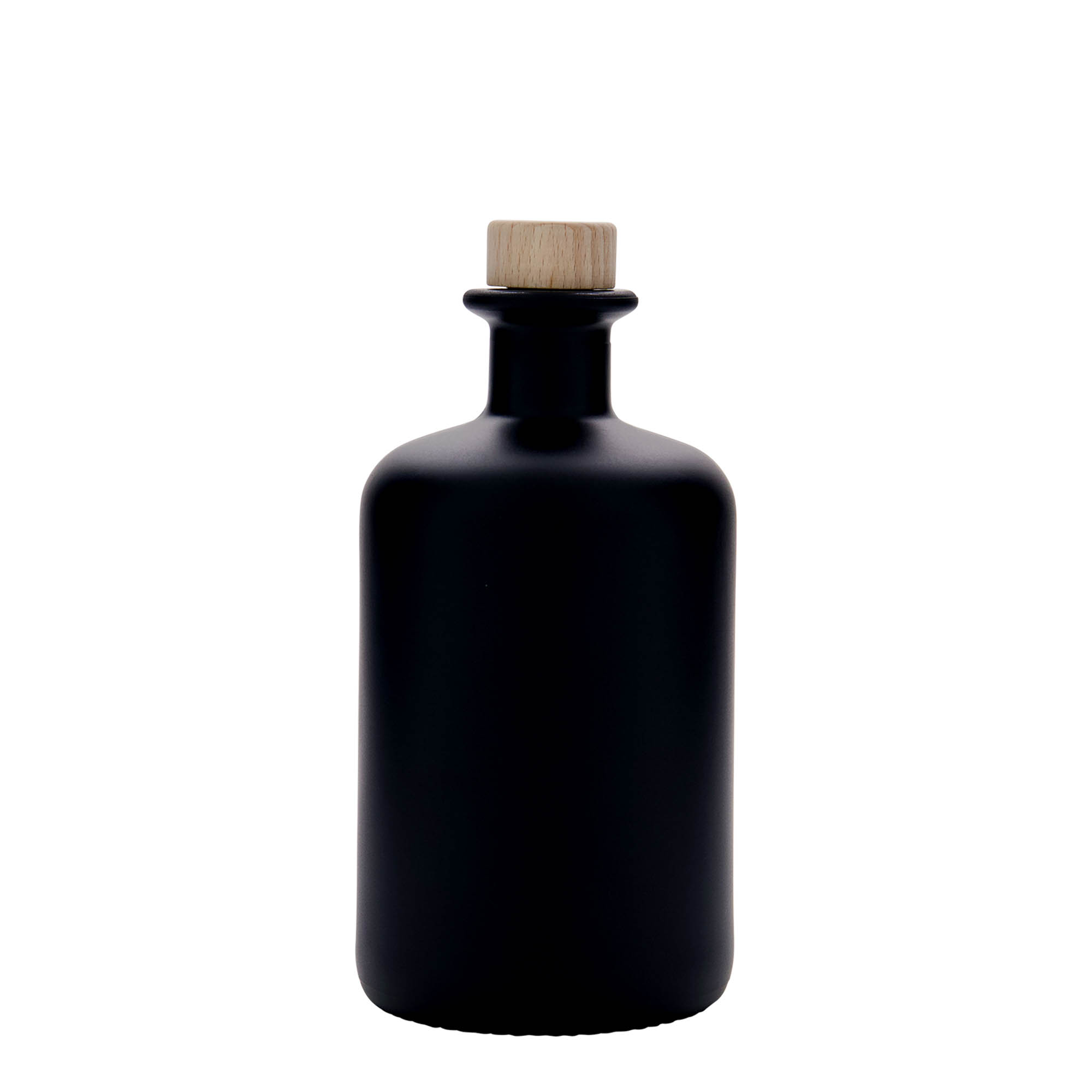 Γυάλινο μπουκάλι φαρμακείου 500 ml, μαύρο, στόμιο: φελλός
