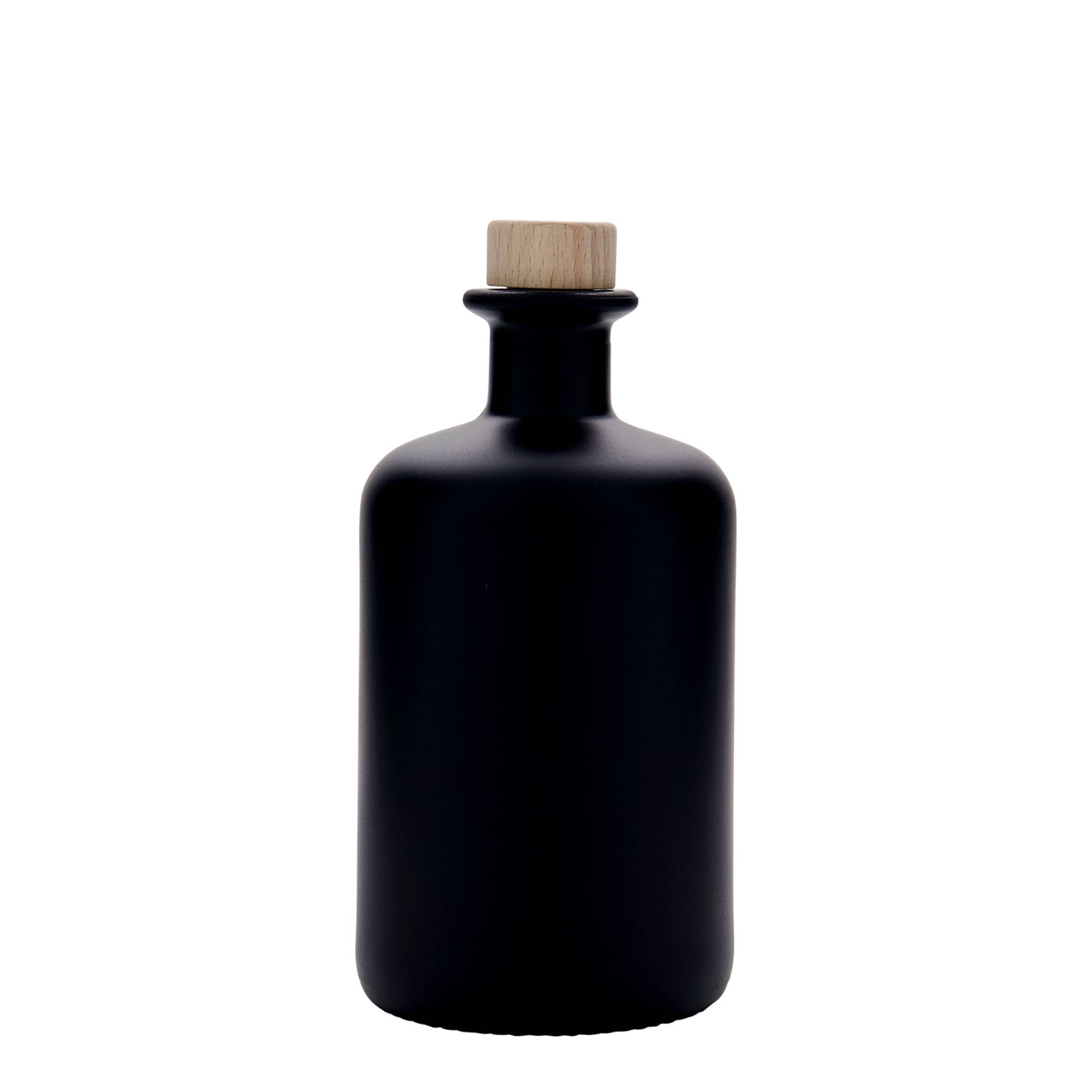 Γυάλινο μπουκάλι φαρμακείου 500 ml, μαύρο, στόμιο: φελλός