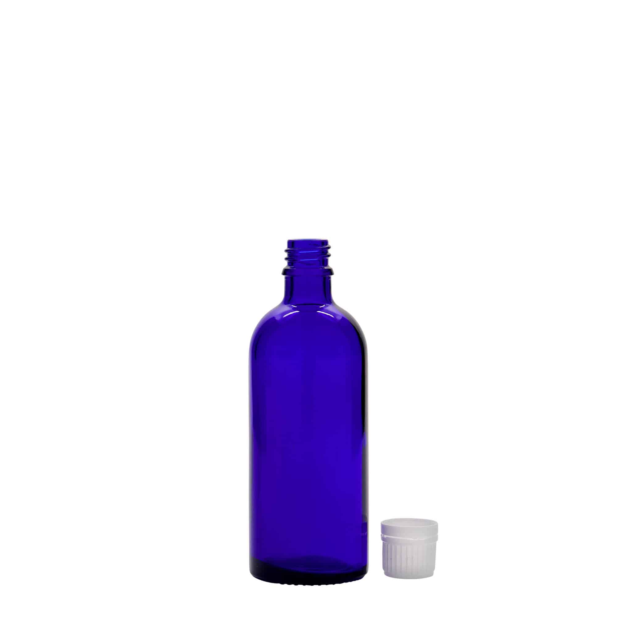 Μπουκάλι φαρμάκου 100 ml, γυάλινο, μπλε ρουά, στόμιο: DIN 18