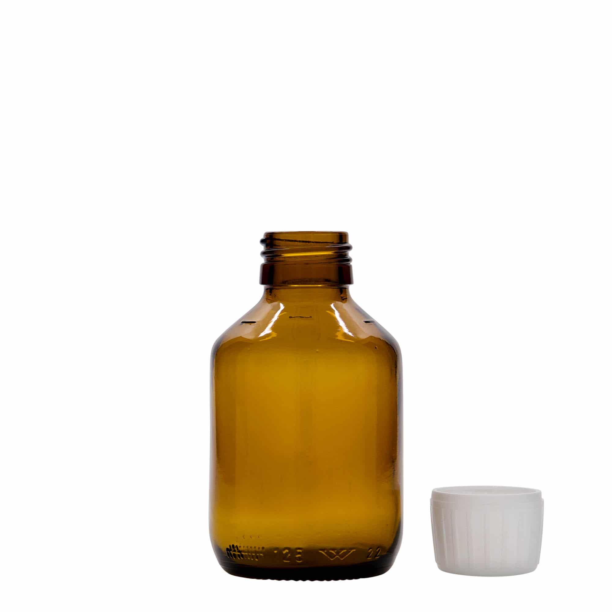 Μπουκάλι φαρμάκου 125 ml, καφέ, γυάλινο, στόμιο: PP 28
