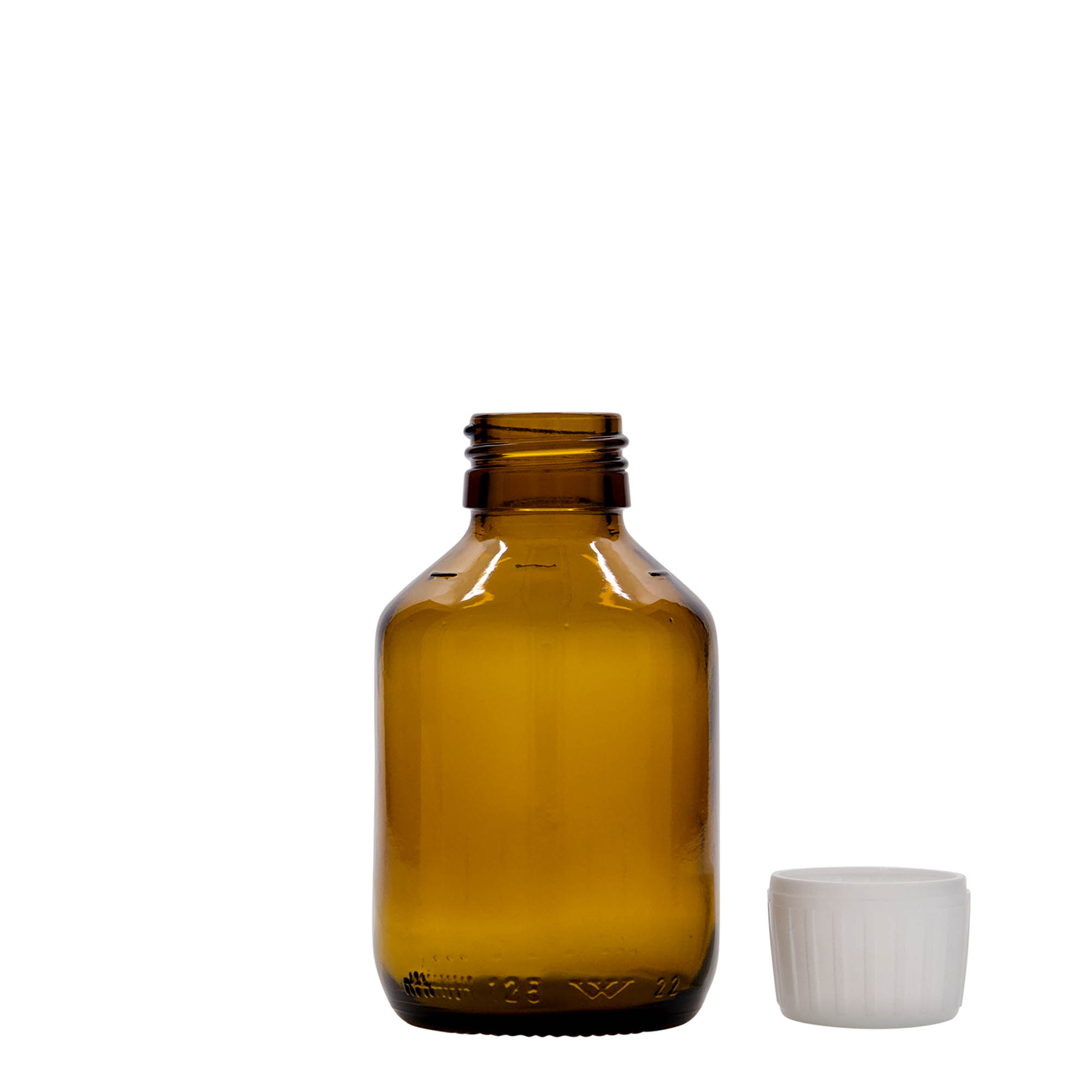 Μπουκάλι φαρμάκου 125 ml, καφέ, γυάλινο, στόμιο: PP 28