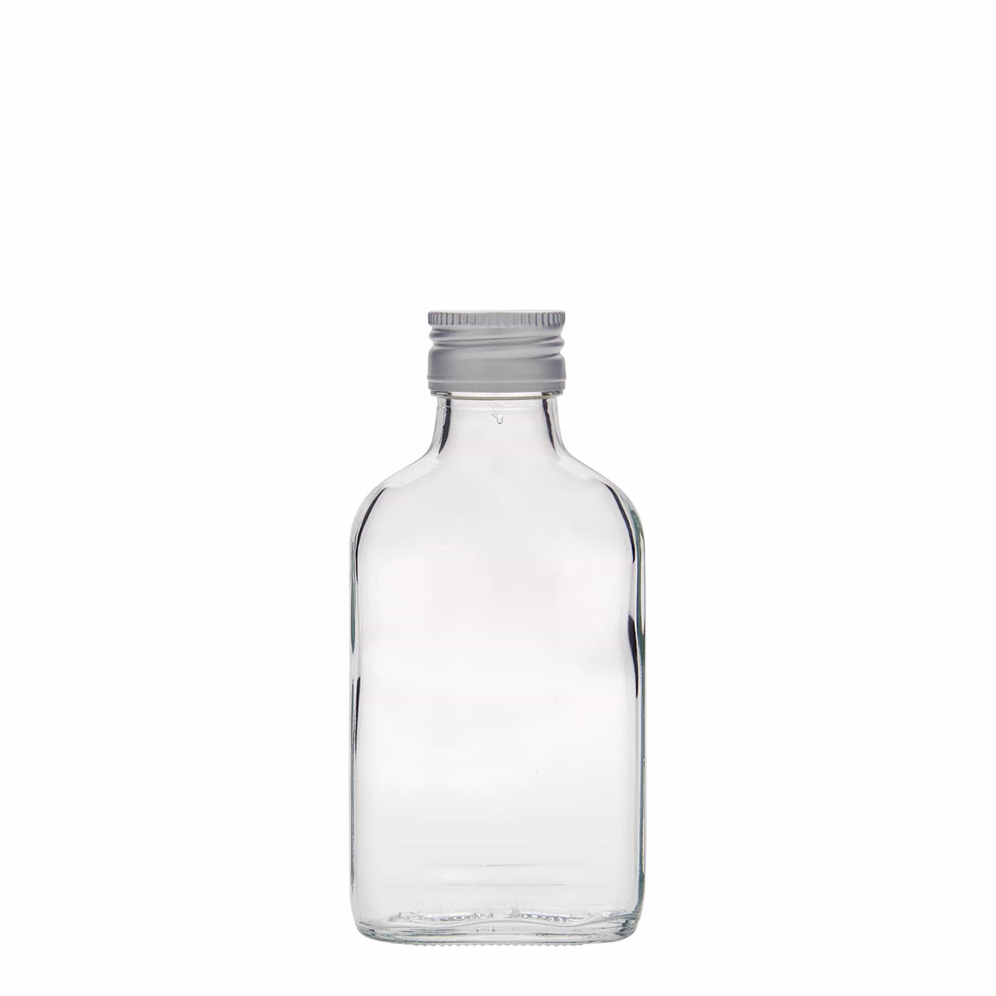 Φλασκί τσέπης 100 ml, ορθογώνιο, γυάλινο, στόμιο: PP 28