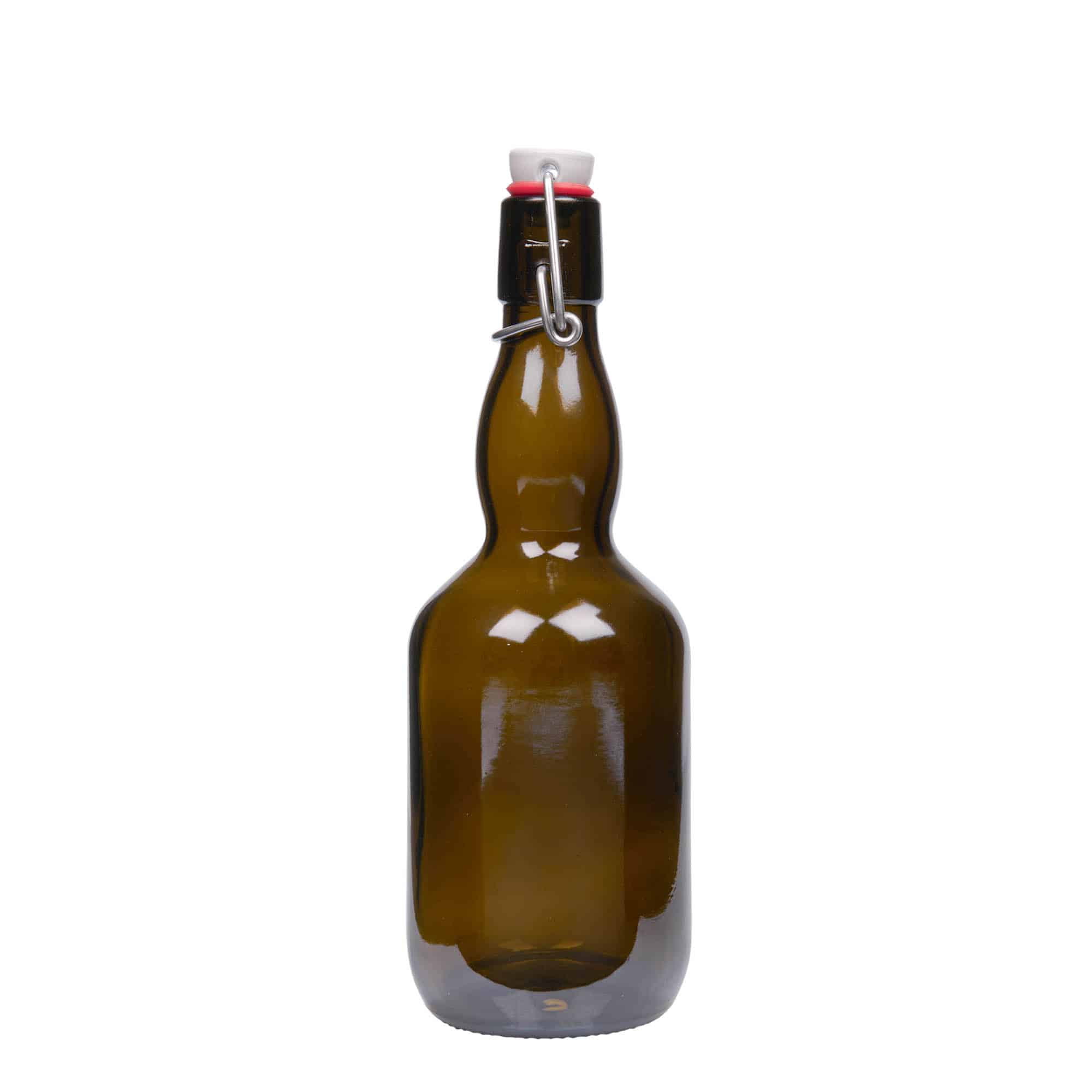 Μπουκάλι μπύρας με φαρδύ λαιμό 500 ml, γυάλινο, πράσινο αντικέ, στόμιο: μηχανικό πώμα