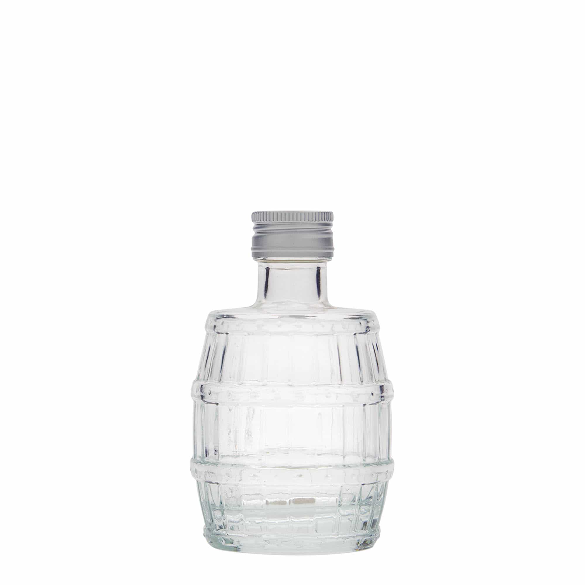 Γυάλινο μπουκάλι 'Βαρέλι' 100 ml, στόμιο: PP 24 Γυάλινο μπουκάλι 'Βαρέλι' 100 ml, στόμιο: PP 24
