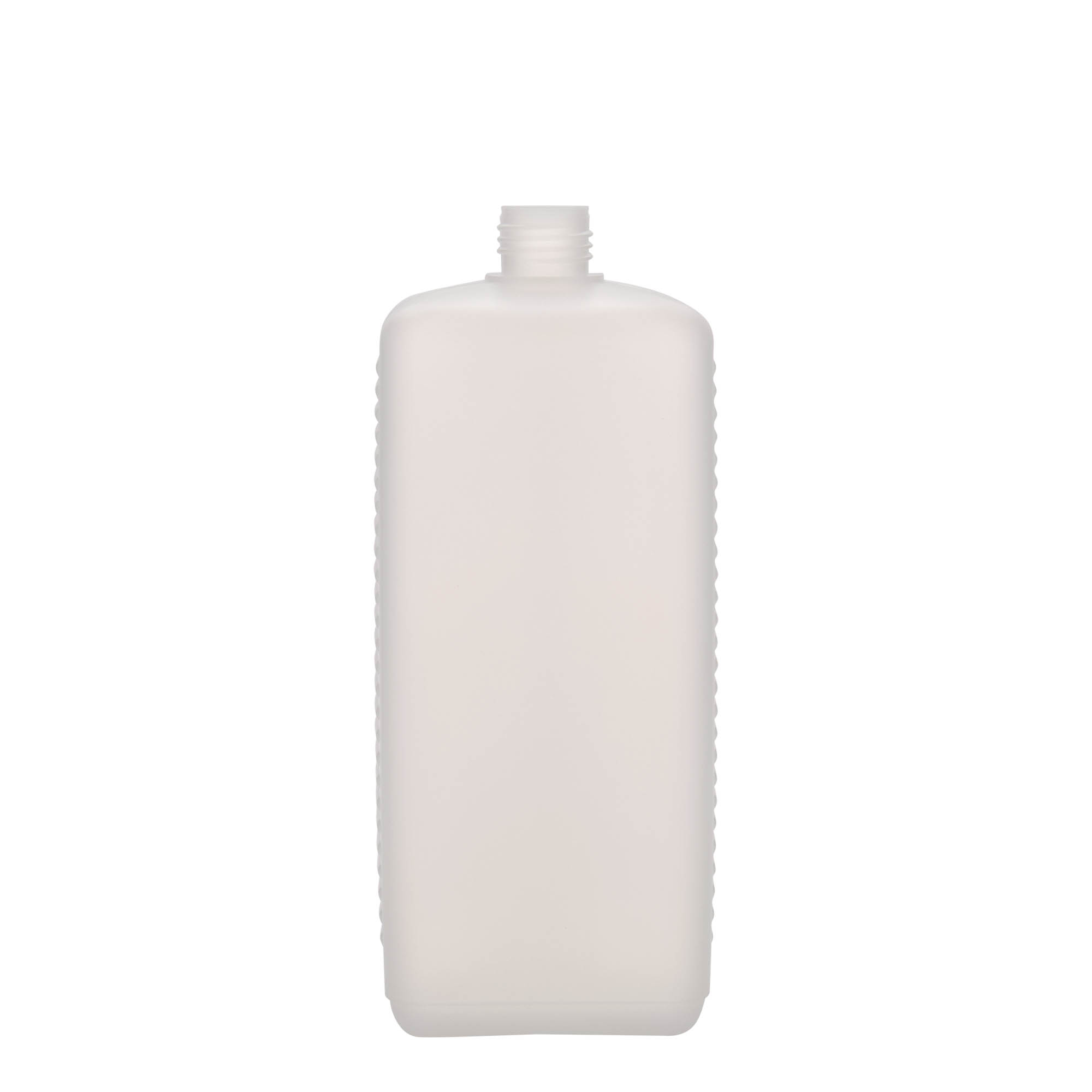 Ορθογώνιο μπουκάλι 1.000 ml, πλαστικό HDPE, φυσικό χρώμα, στόμιο: DIN 25 EPE