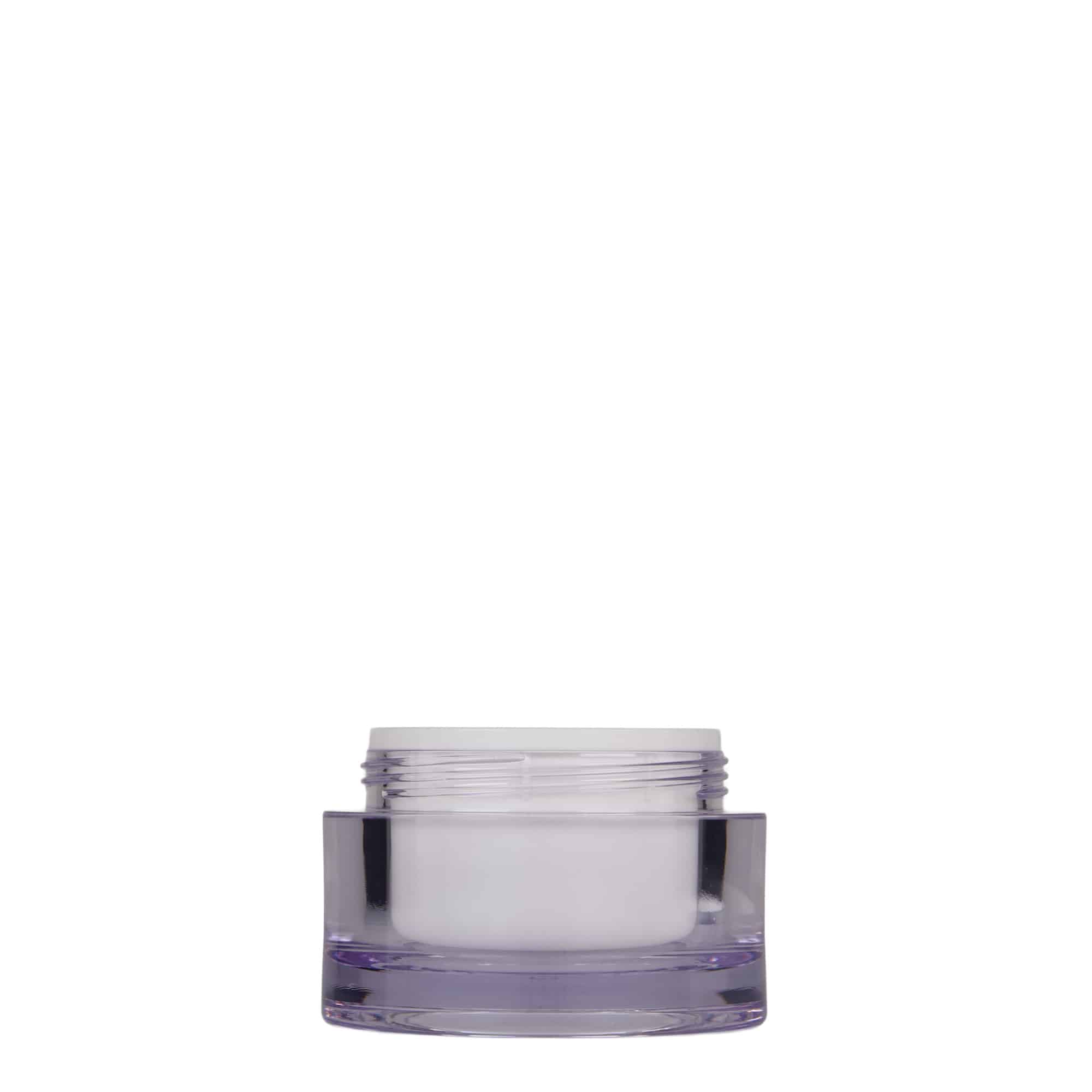50 ml βαζάκι, πλαστικό SAN, λευκό, στόμιο: βιδωτό καπάκι