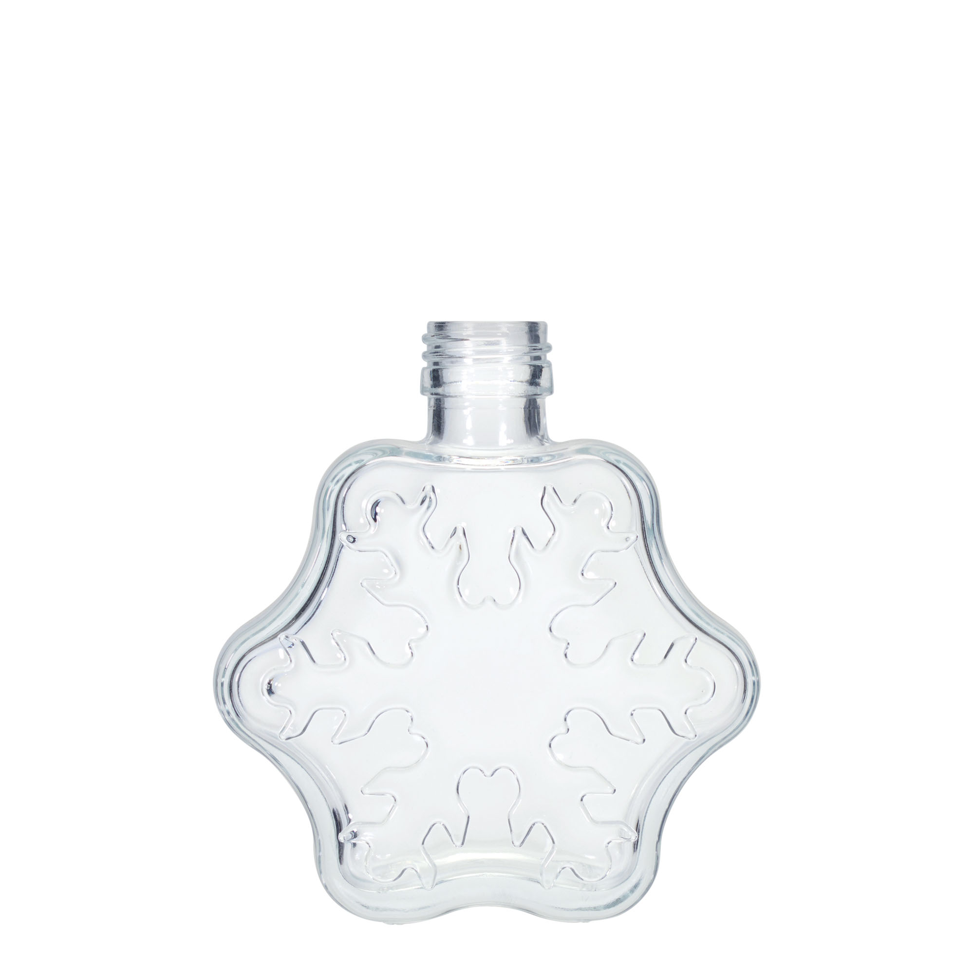 200 ml Glasflasche 'Schneeflocke', Mündung: PP 28 200 ml Glasflasche 'Schneeflocke', Mündung: PP 28
