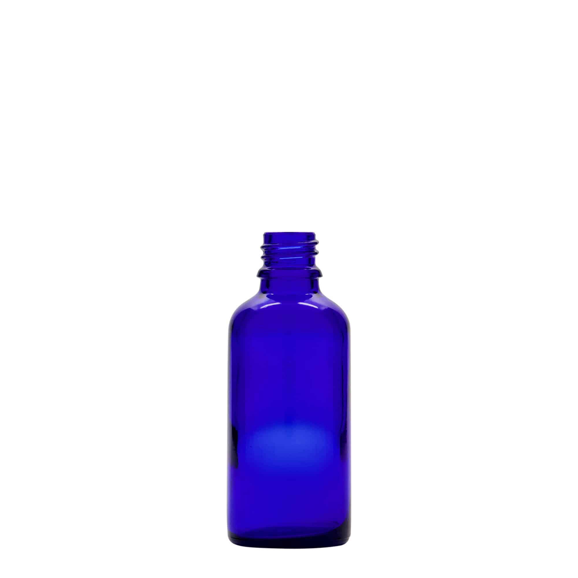 Μπουκάλι φαρμάκου με σταγονόμετρο 50 ml, γυάλινο, μπλε ρουά-κόκκινο, στόμιο: DIN 18