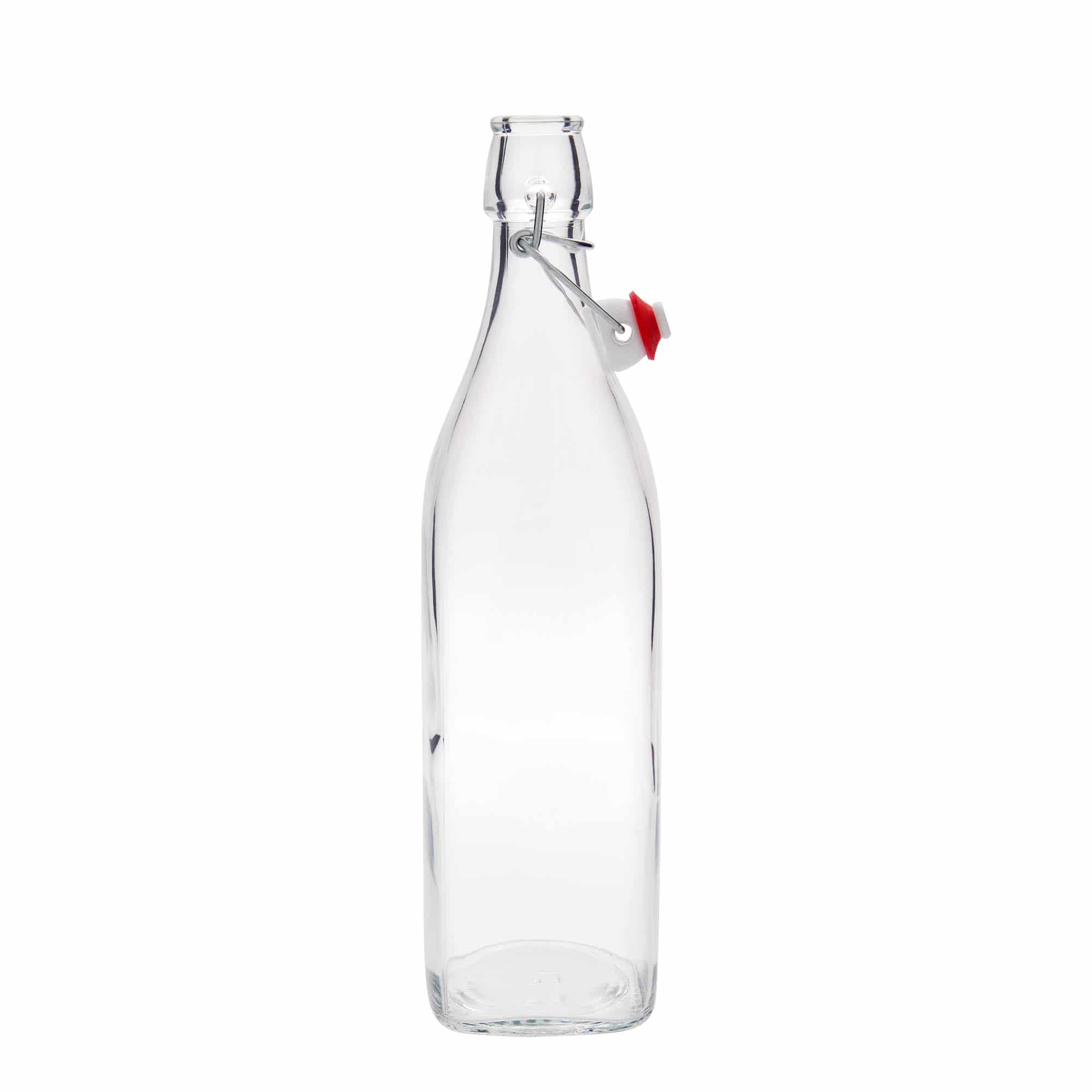 1.000 ml γυάλινο μπουκάλι 'Swing, τετράγωνο, στόμιο: κλείσιμο με μανταλάκι