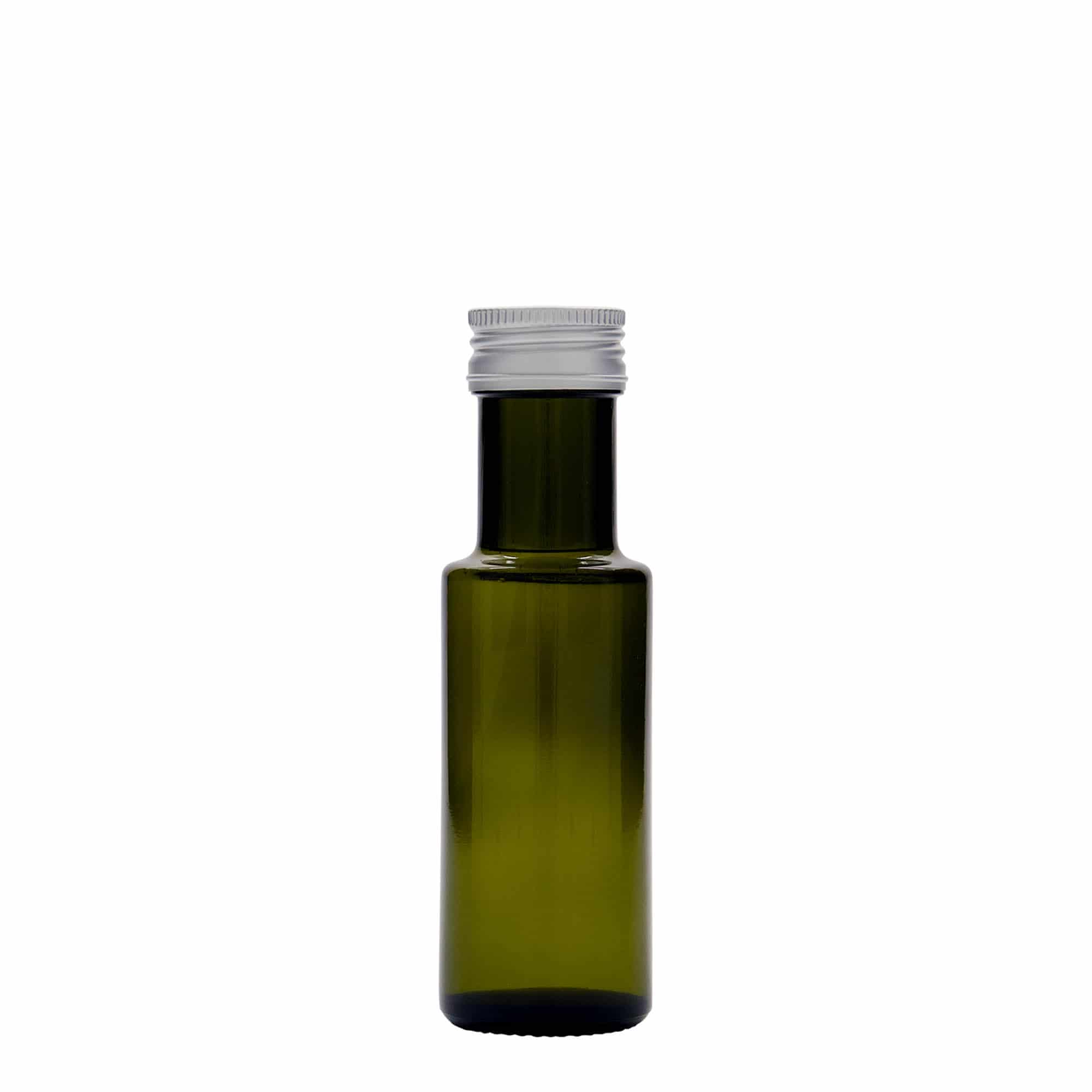 100 ml γυάλινο μπουκάλι 'Dorica', παλαιωμένο πράσινο, στόμιο: PP 31,5