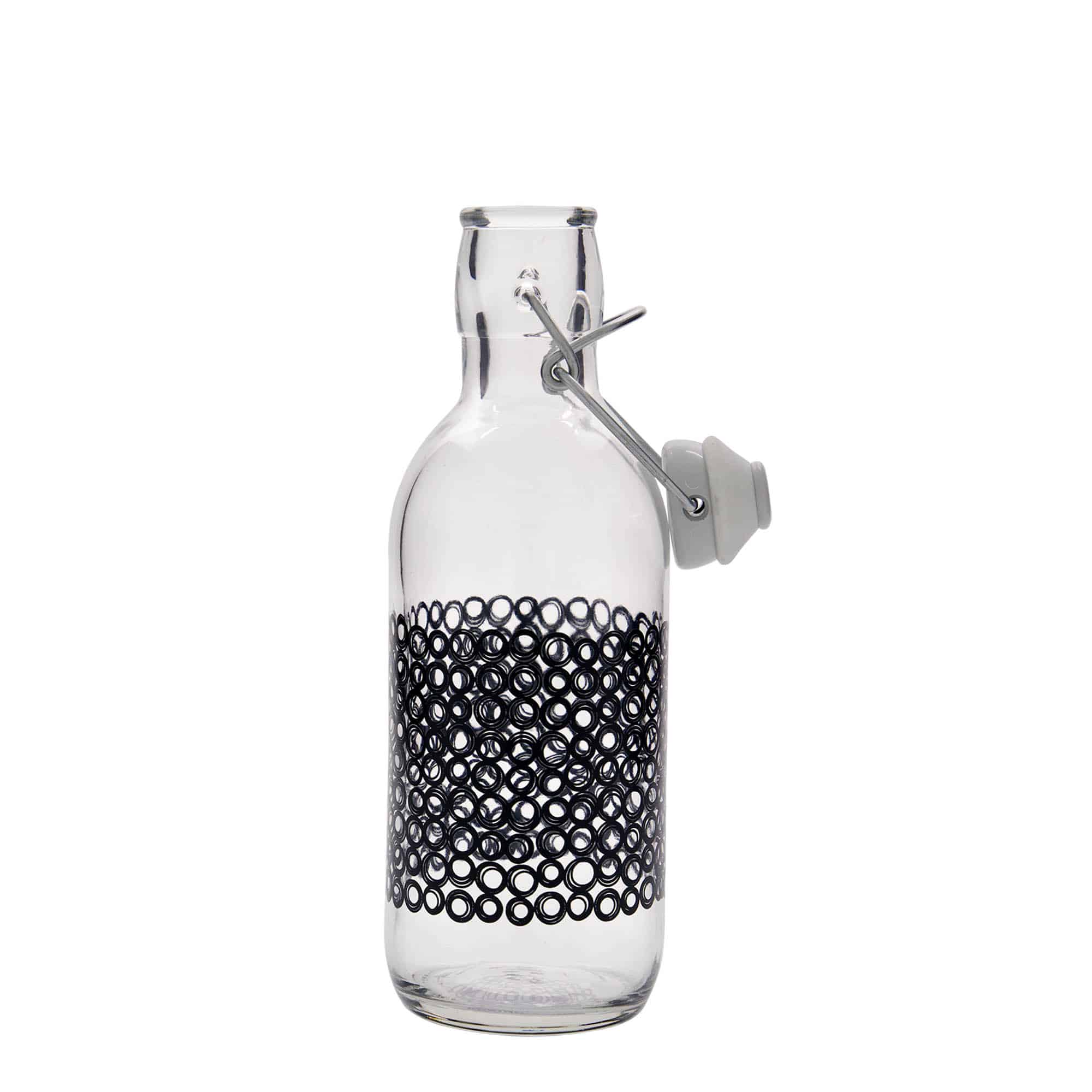 Γυάλινο μπουκάλι 'Emilia' 500 ml, σχέδιο: Circola nero, στόμιο: μηχανικό πώμα Γυάλινο μπουκάλι 'Emilia' 500 ml, σχέδιο: Circola nero, στόμιο: μηχανικό πώμα