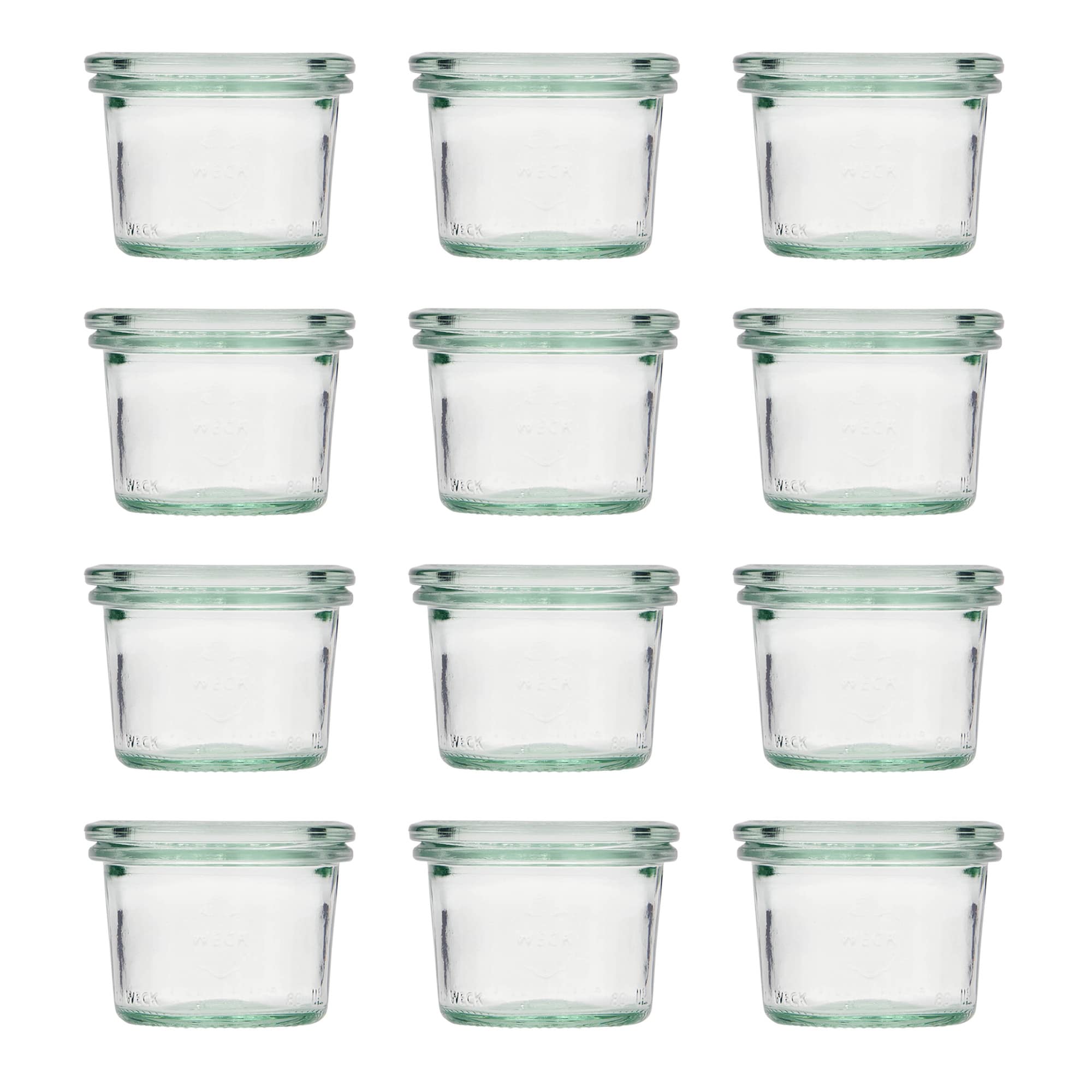 12x Κυλινδρικό βάζο WECK 80 ml με γυάλινο καπάκι RR 60