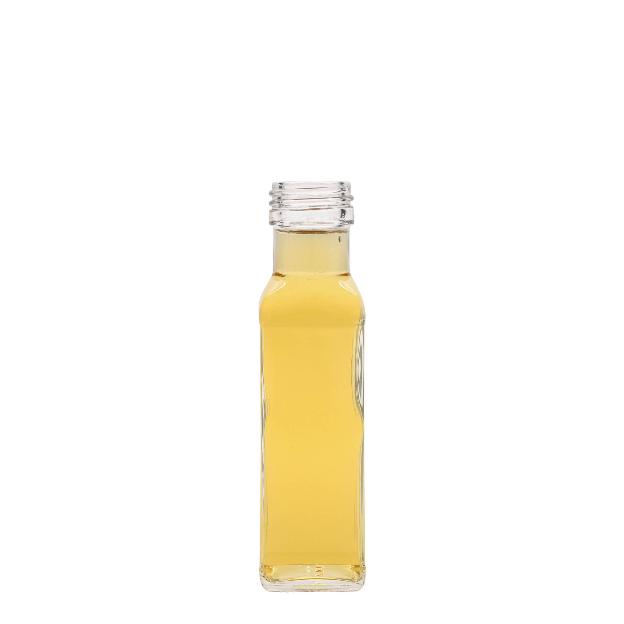 Γυάλινο μπουκάλι 'Marasca' 100 ml, τετράγωνο, στόμιο: PP 31,5 Γυάλινο μπουκάλι 'Marasca' 100 ml, τετράγωνο, στόμιο: PP 31,5