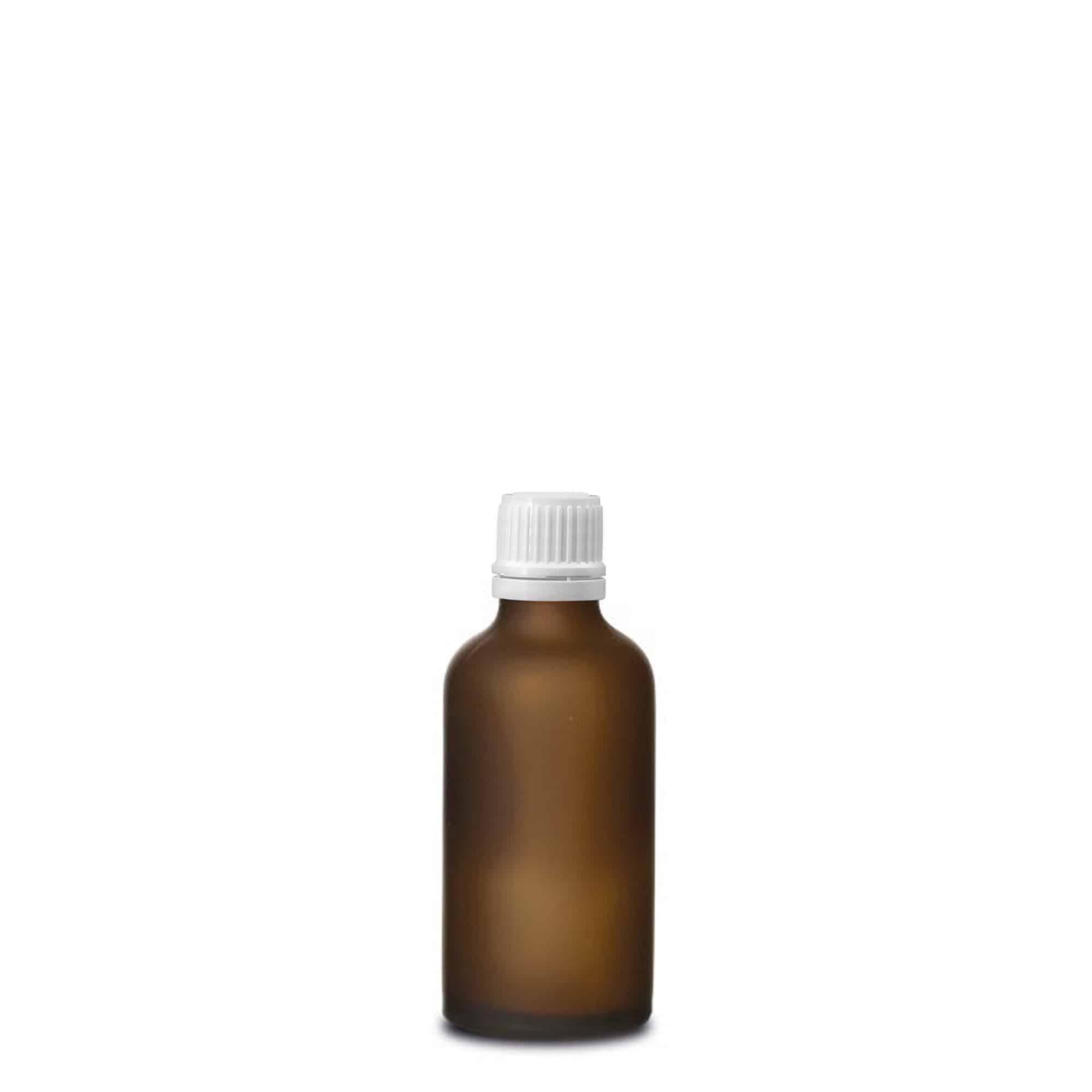 50 ml Medizinflasche, Glas, braun gefrostet, Mündung: DIN 18