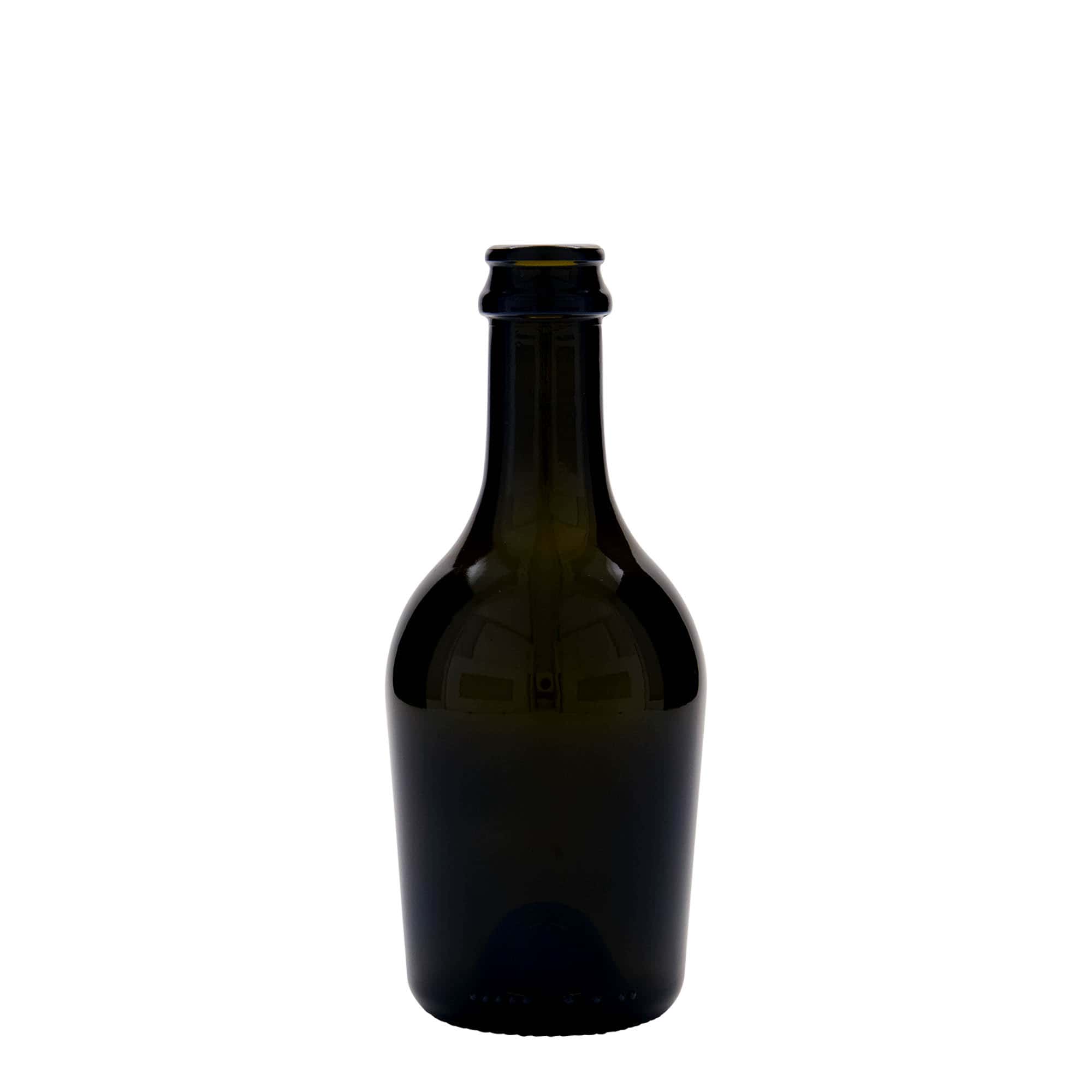 330 ml μπουκάλι μπύρας/σαμπάνιας 'Butterfly', γυαλί, παλαιωμένο πράσινο, στόμιο: καπάκι crown cork