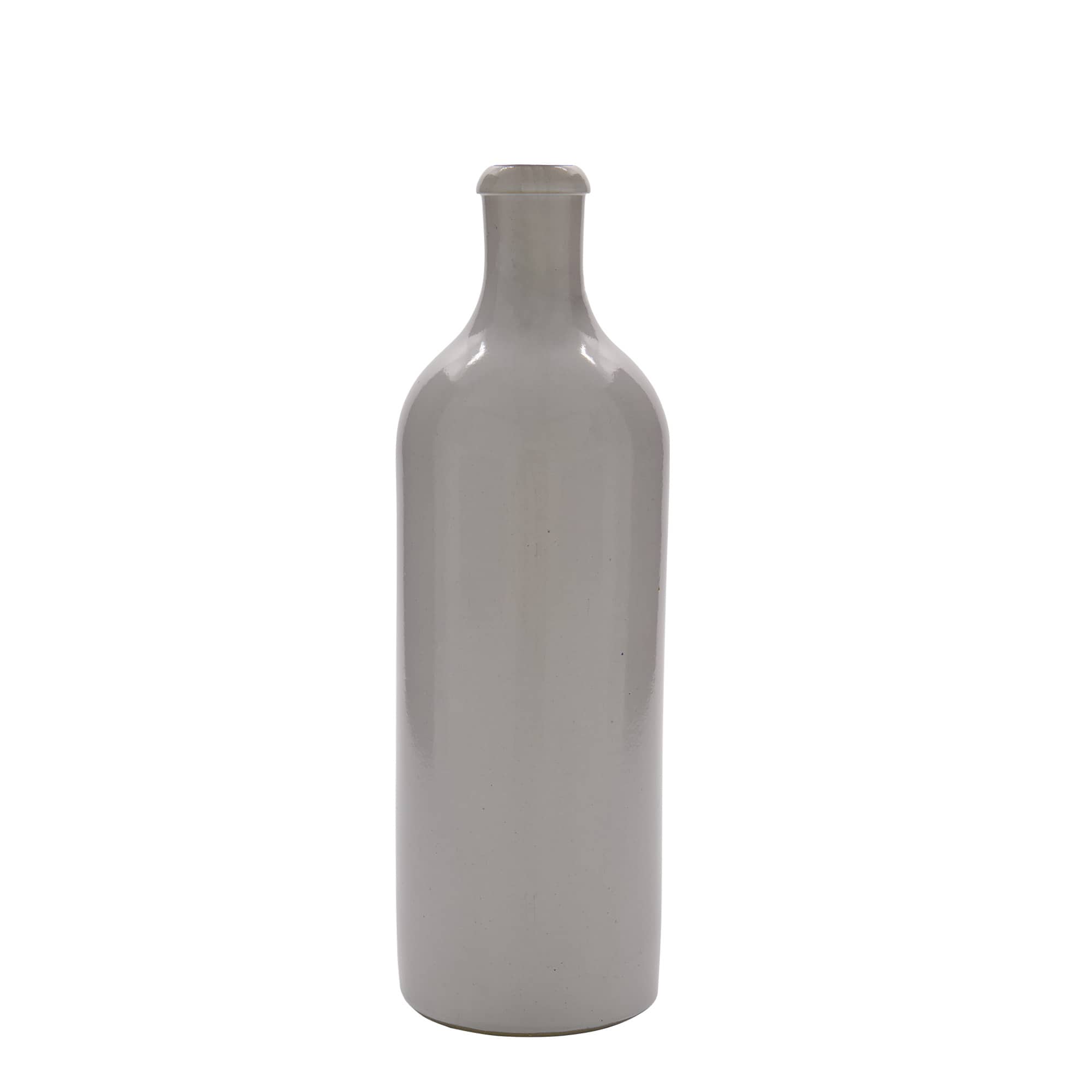 750 ml πιθάρι από πέτρινο σκεύος, λευκό, στόμιο: κλείσιμο με μεταλλικό κρίκο