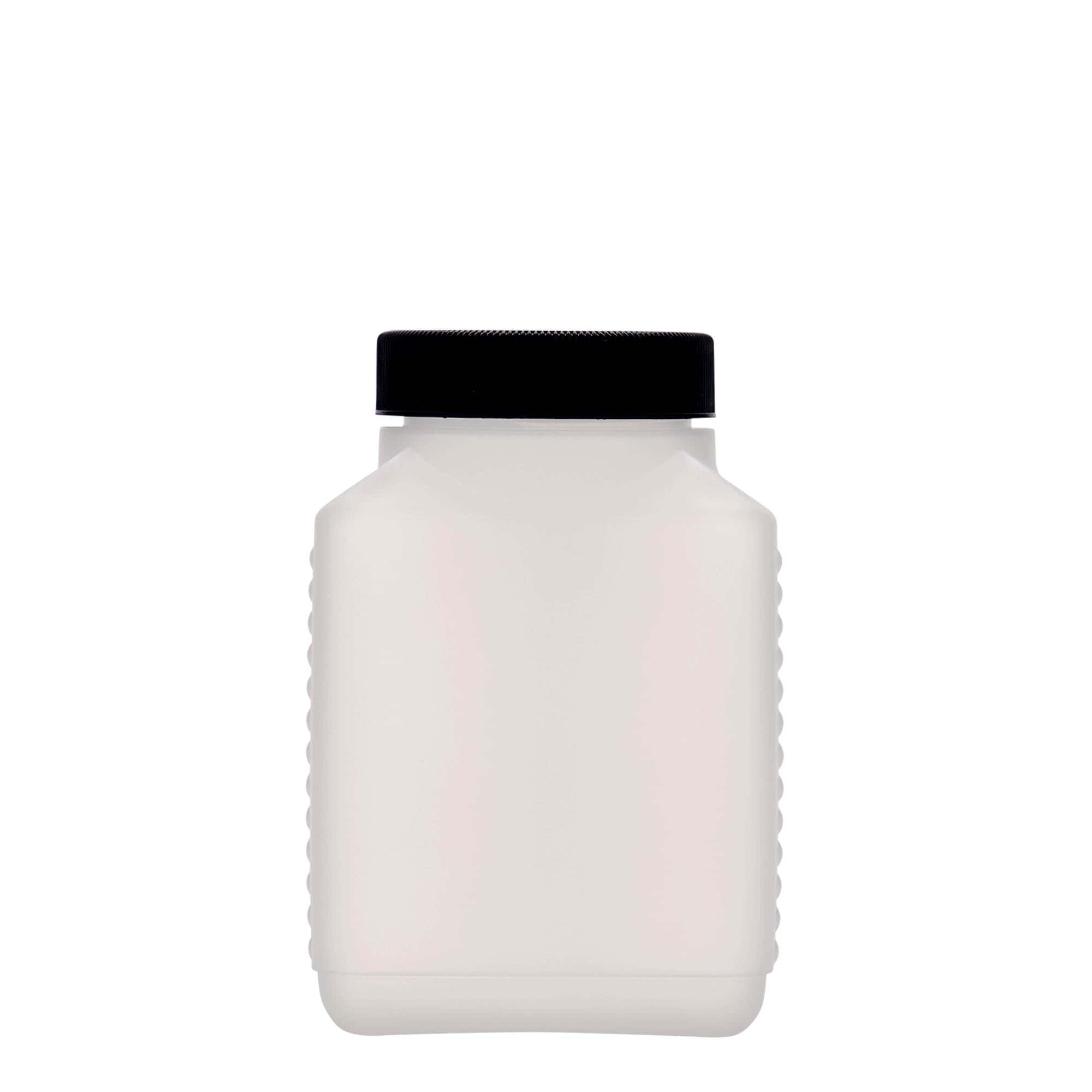 Μπουκάλι με φαρδύ λαιμό 500 ml, ορθογώνιο, πλαστικό HDPE, φυσικό χρώμα, στόμιο: DIN 60 EPE