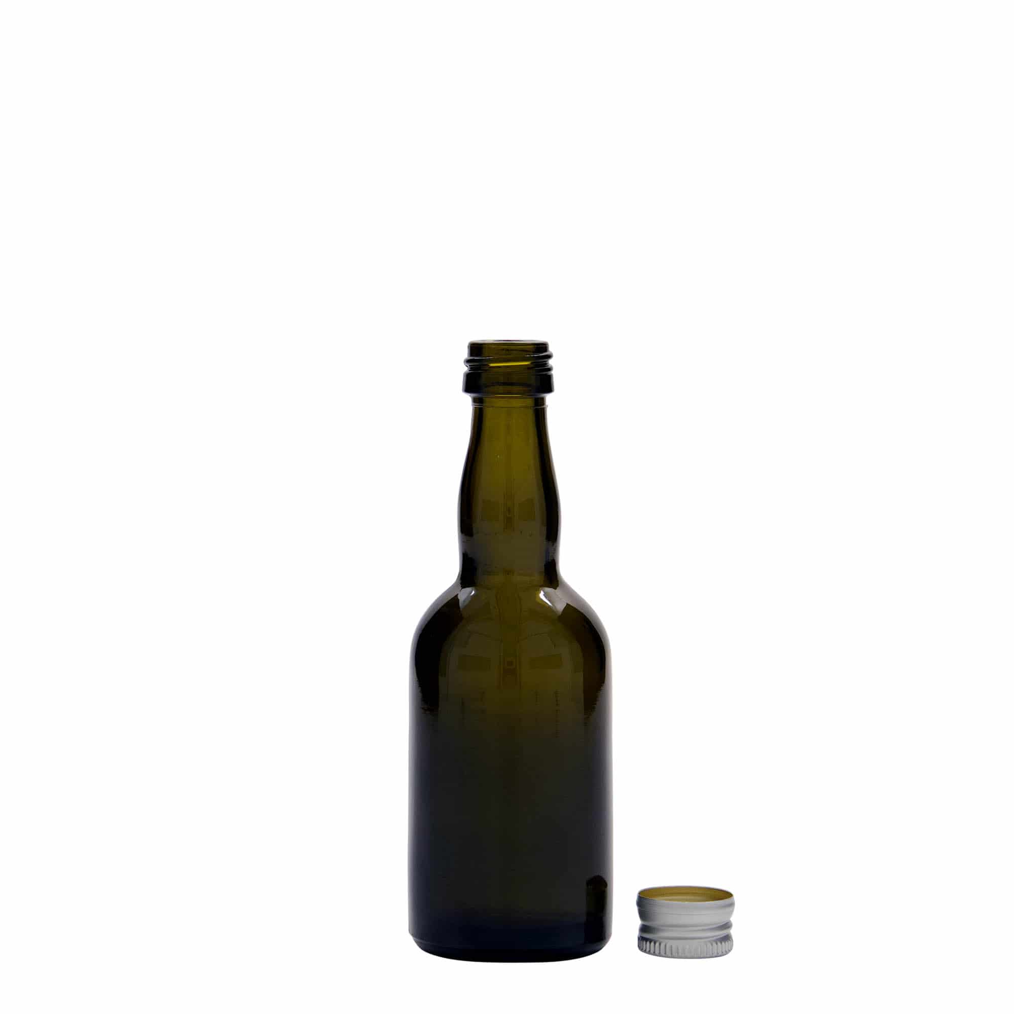 50 ml γυάλινο μπουκάλι 'Proba', αντικ πράσινο, στόμιο: PP 18