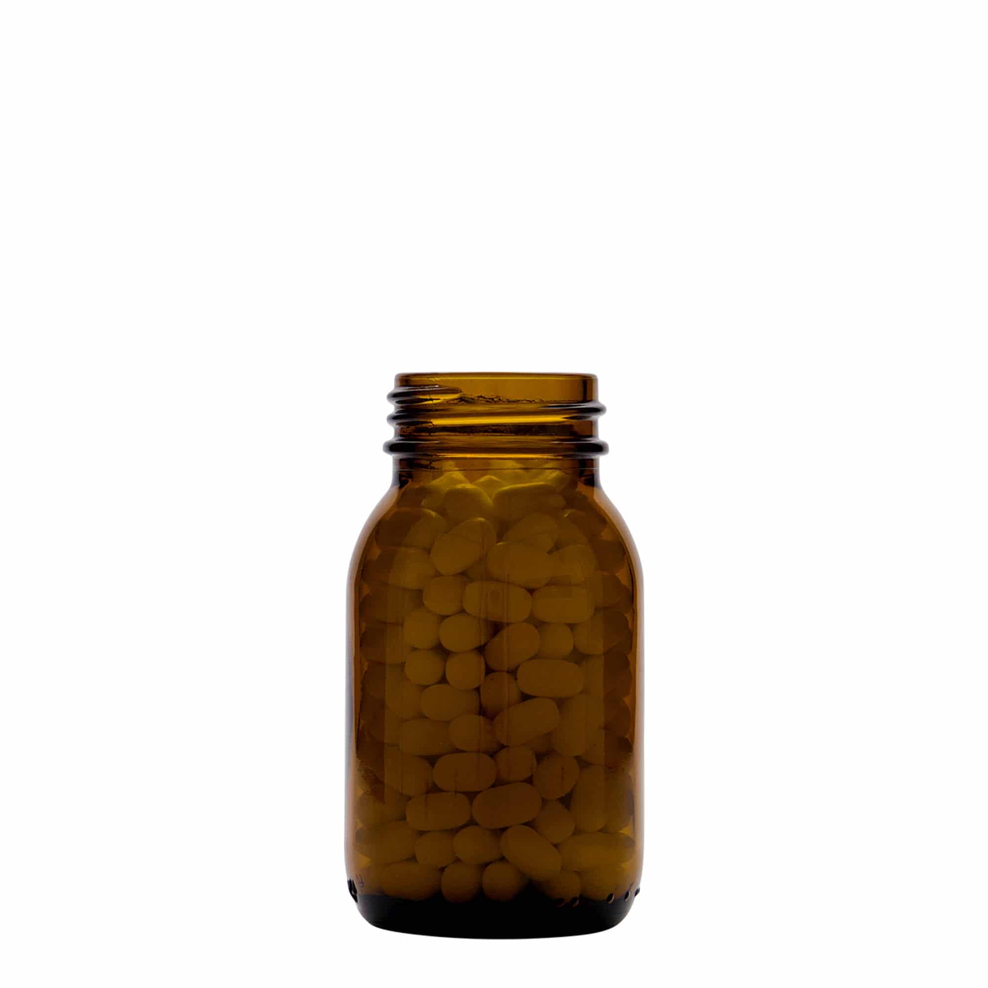 125 ml γυάλινο βάζο με φαρδύ λαιμό, καφέ, στόμιο: DIN 40