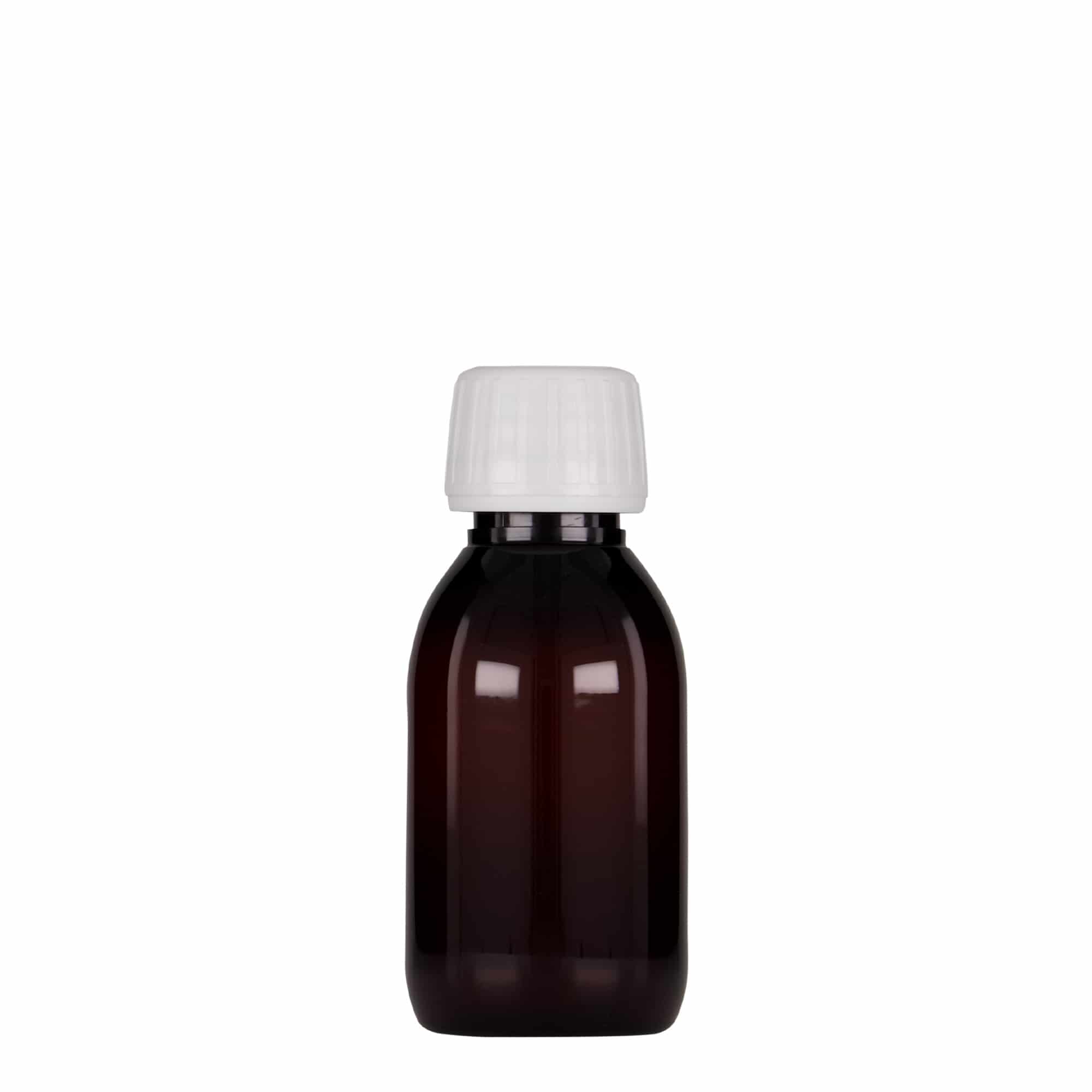 100 ml φιαλίδιο PET για ιατρική χρήση, καφέ, πλαστικό, στόμιο: PP 28