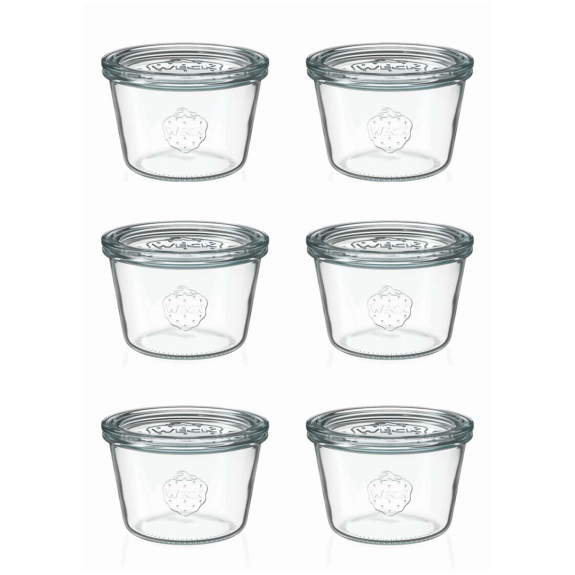 6x Κυλινδρικό βάζο WECK 370 ml με γυάλινο καπάκι RR 100