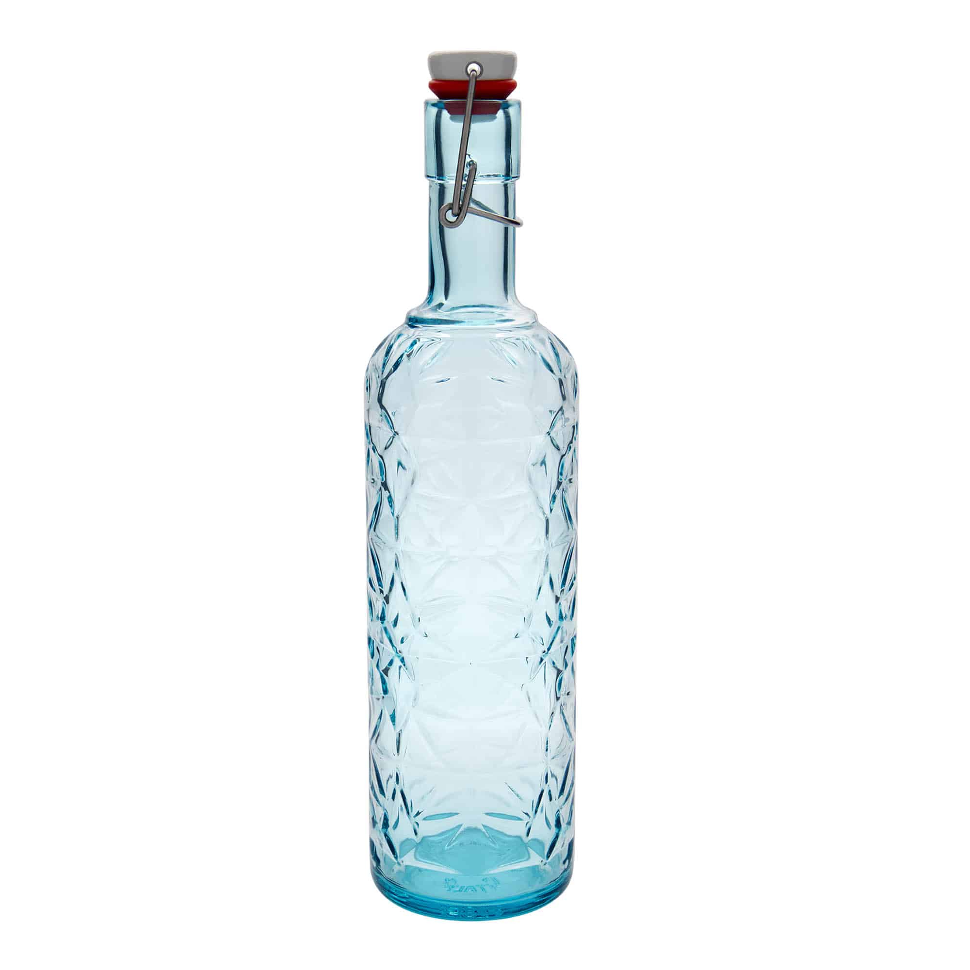 Γυάλινο μπουκάλι 'Oriente' 1.000 ml, γαλάζιο, στόμιο: μηχανικό πώμα