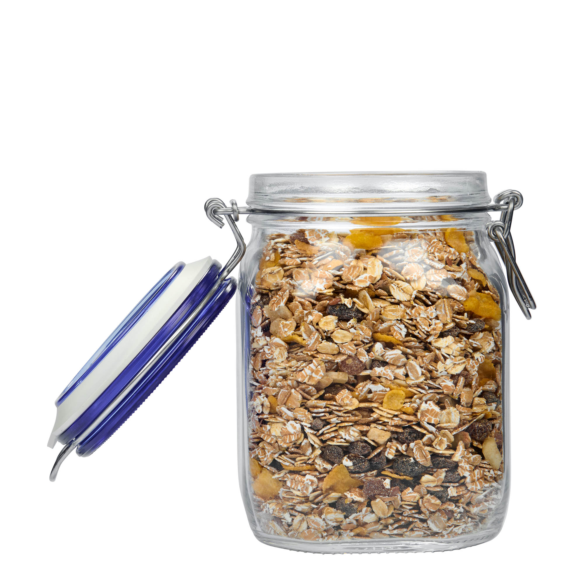 Βάζο με καπάκι με κλιπ 'Fido' Blue Top 1.000 ml, τετράγωνο, στόμιο: καπάκι με κλιπ