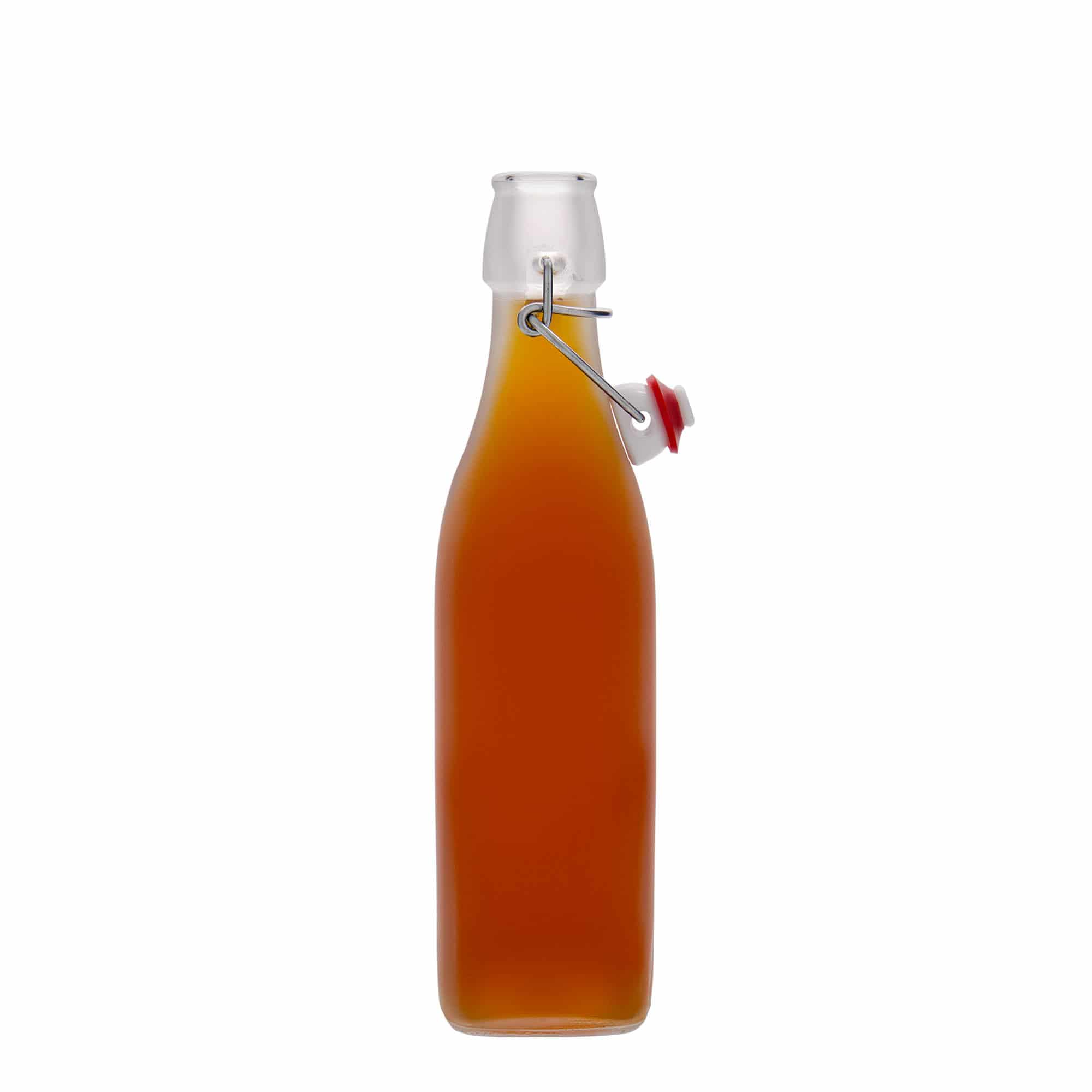 Γυάλινο μπουκάλι 'Swing' 500 ml, τετράγωνο, λευκό, στόμιο: μηχανικό πώμα