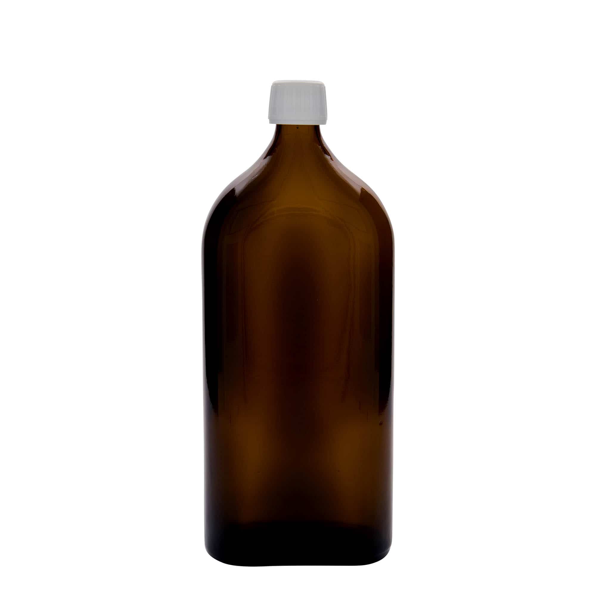 Μπουκάλι φαρμάκου 'Meplat' 1.000 ml, οβάλ, γυάλινο, καφέ, στόμιο: PP 28