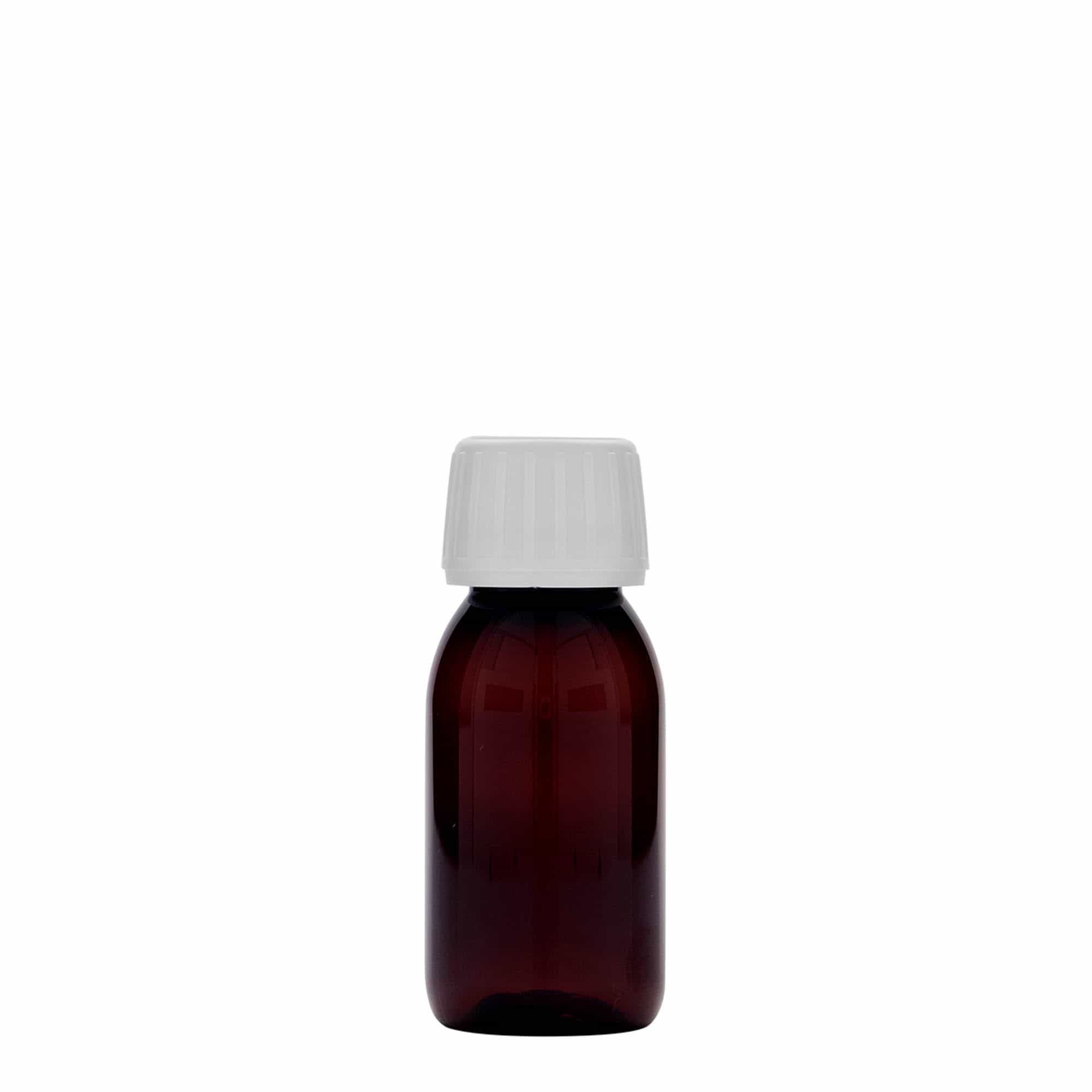 60 ml φιαλίδιο φαρμάκου PET, καφέ, πλαστικό, στόμιο: PP 28