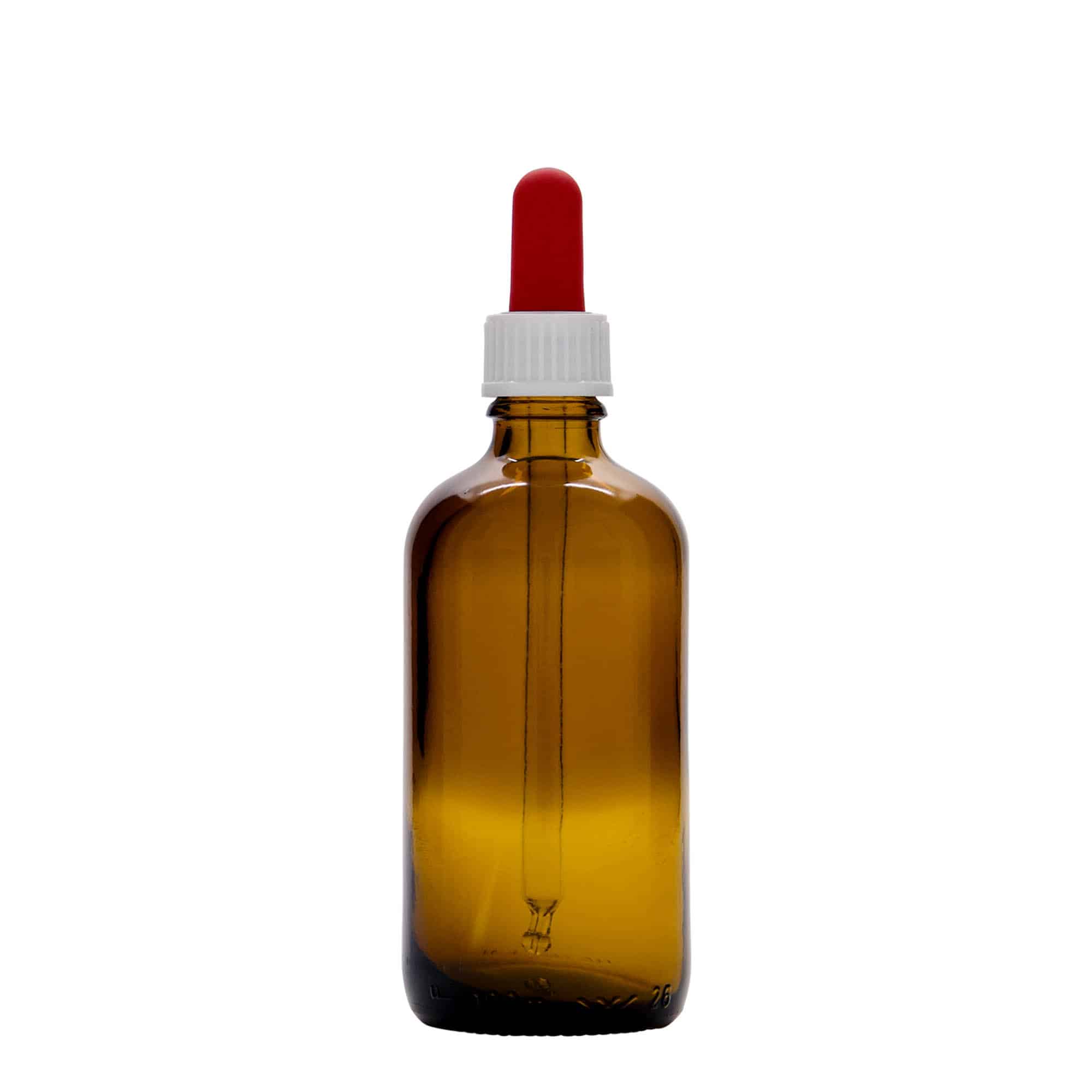 Μπουκάλι φαρμάκου με σταγονόμετρο 100 ml, γυάλινο, καφέ-κόκκινο, στόμιο: DIN 18