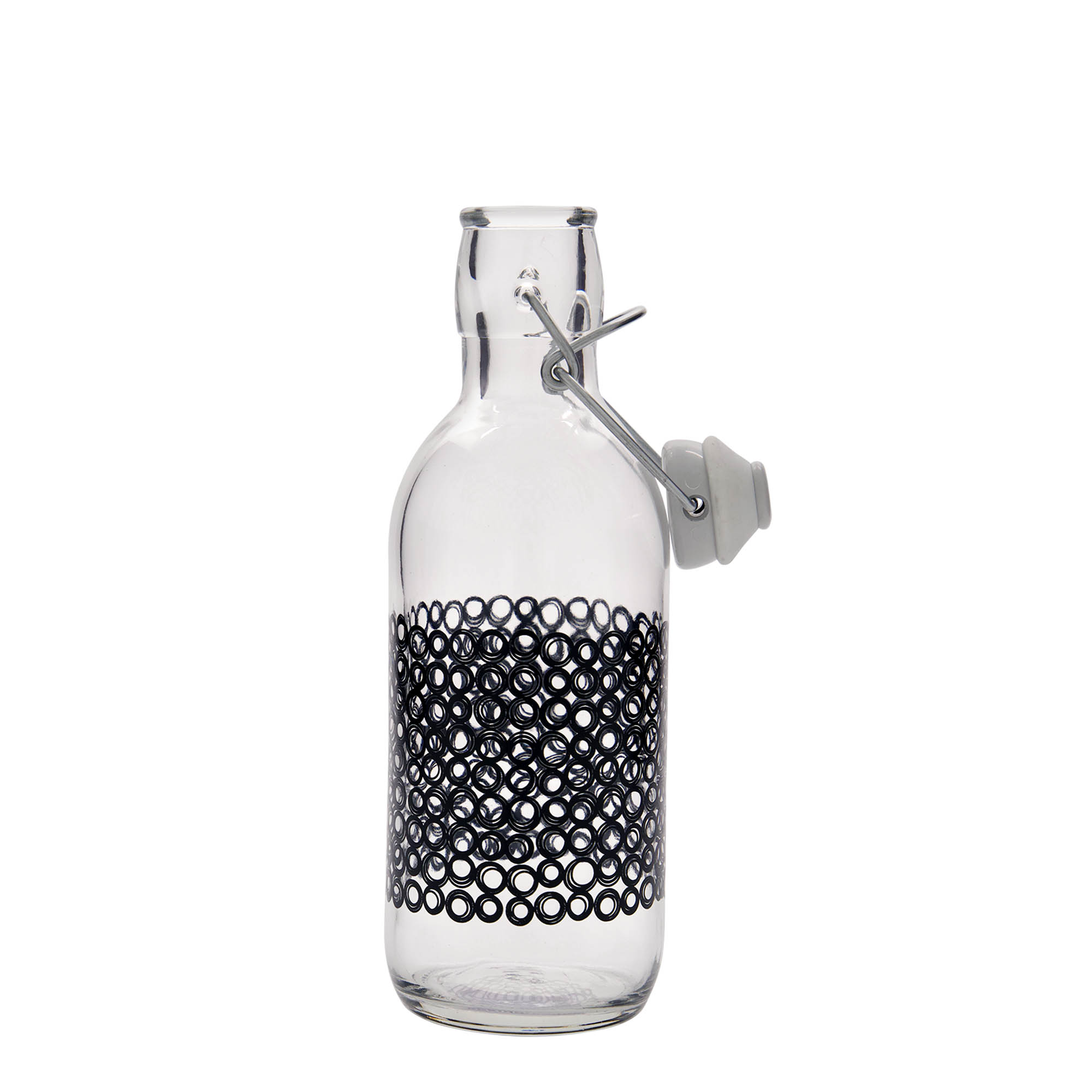 Γυάλινο μπουκάλι 'Emilia' 500 ml, σχέδιο: Circola nero, στόμιο: μηχανικό πώμα