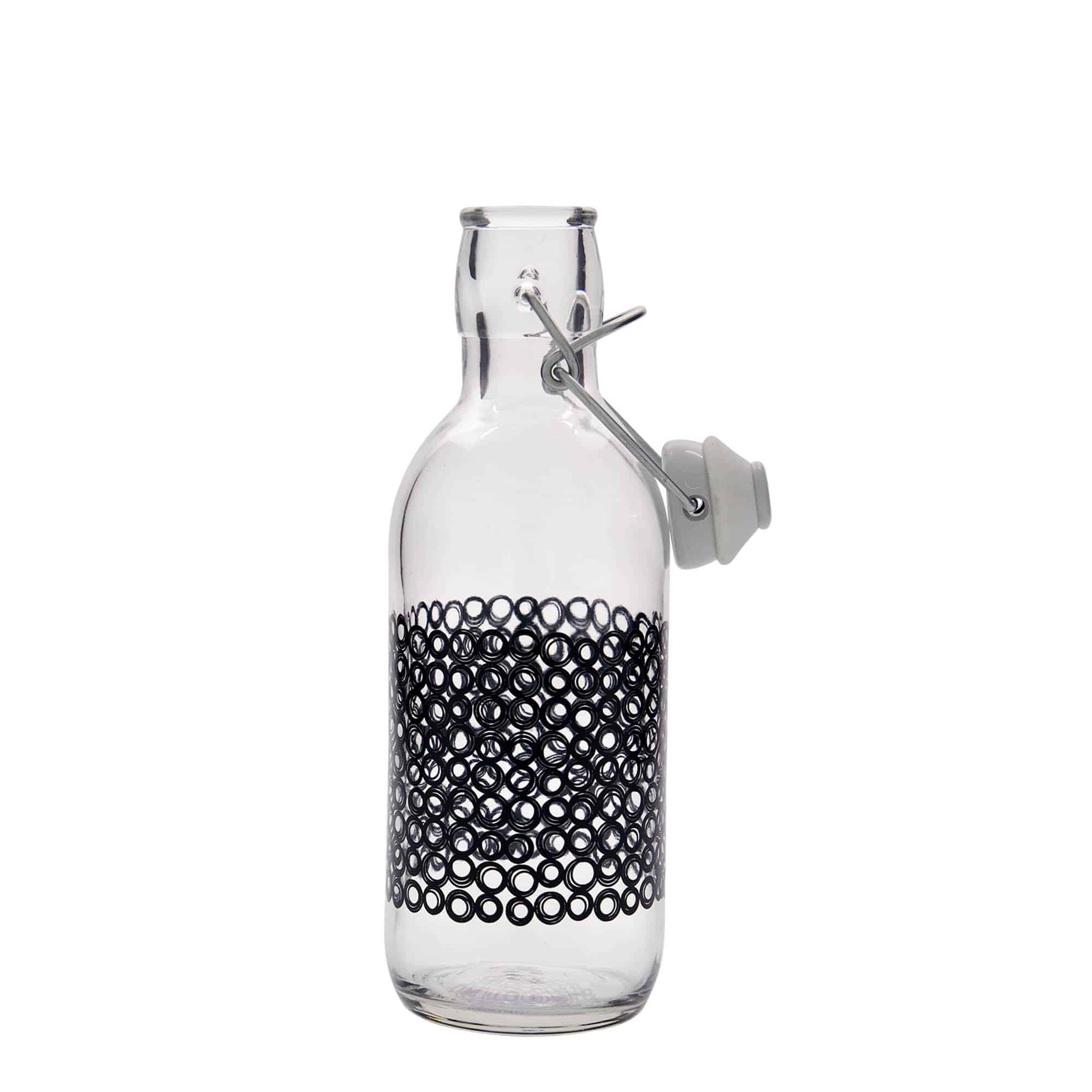 500 ml γυάλινο μπουκάλι 'Emilia', σχέδιο: Circola nero, στόμιο: κλείσιμο με μηχανισμό αρπάγης