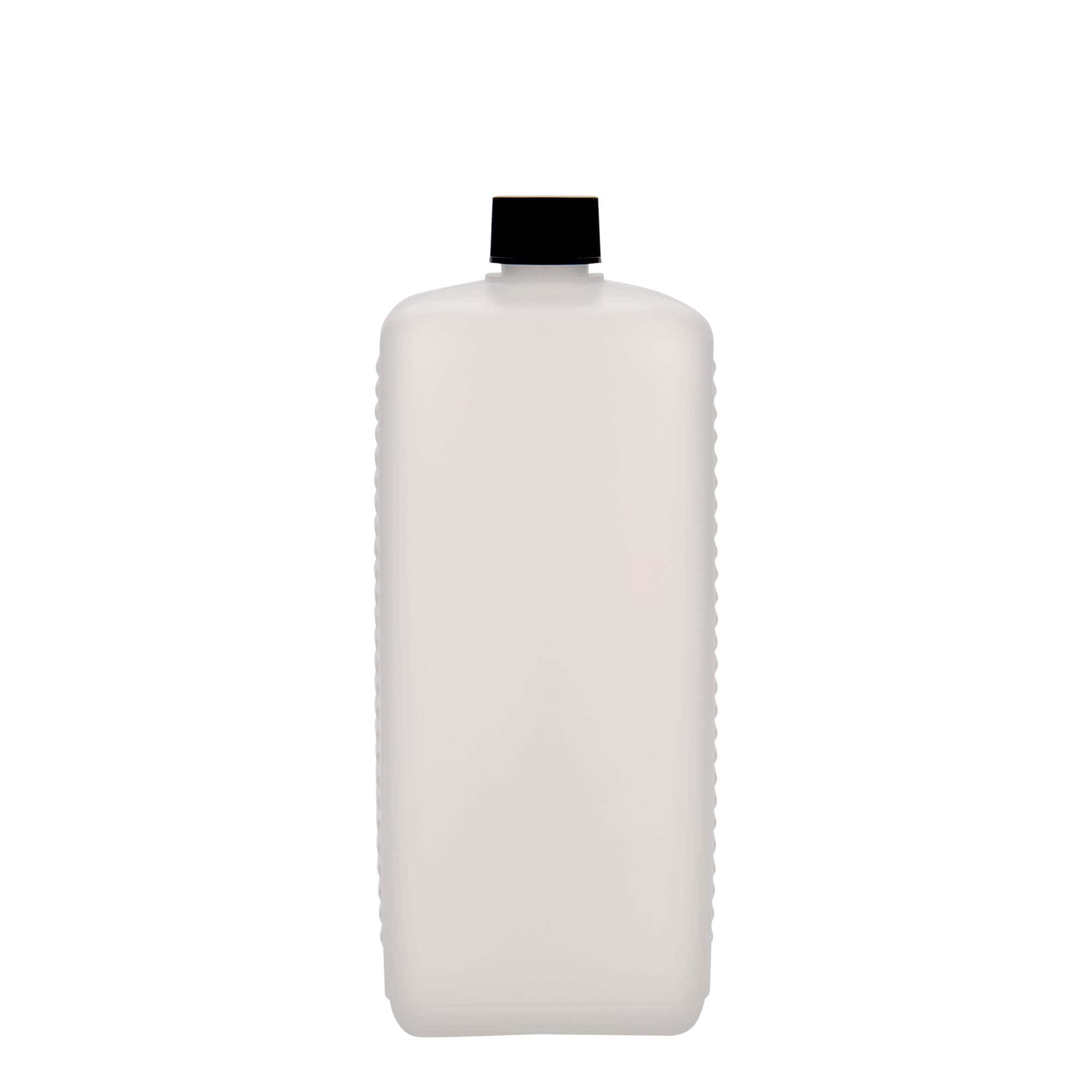 Ορθογώνιο μπουκάλι 1.000 ml, πλαστικό HDPE, φυσικό χρώμα, στόμιο: DIN 25 EPE